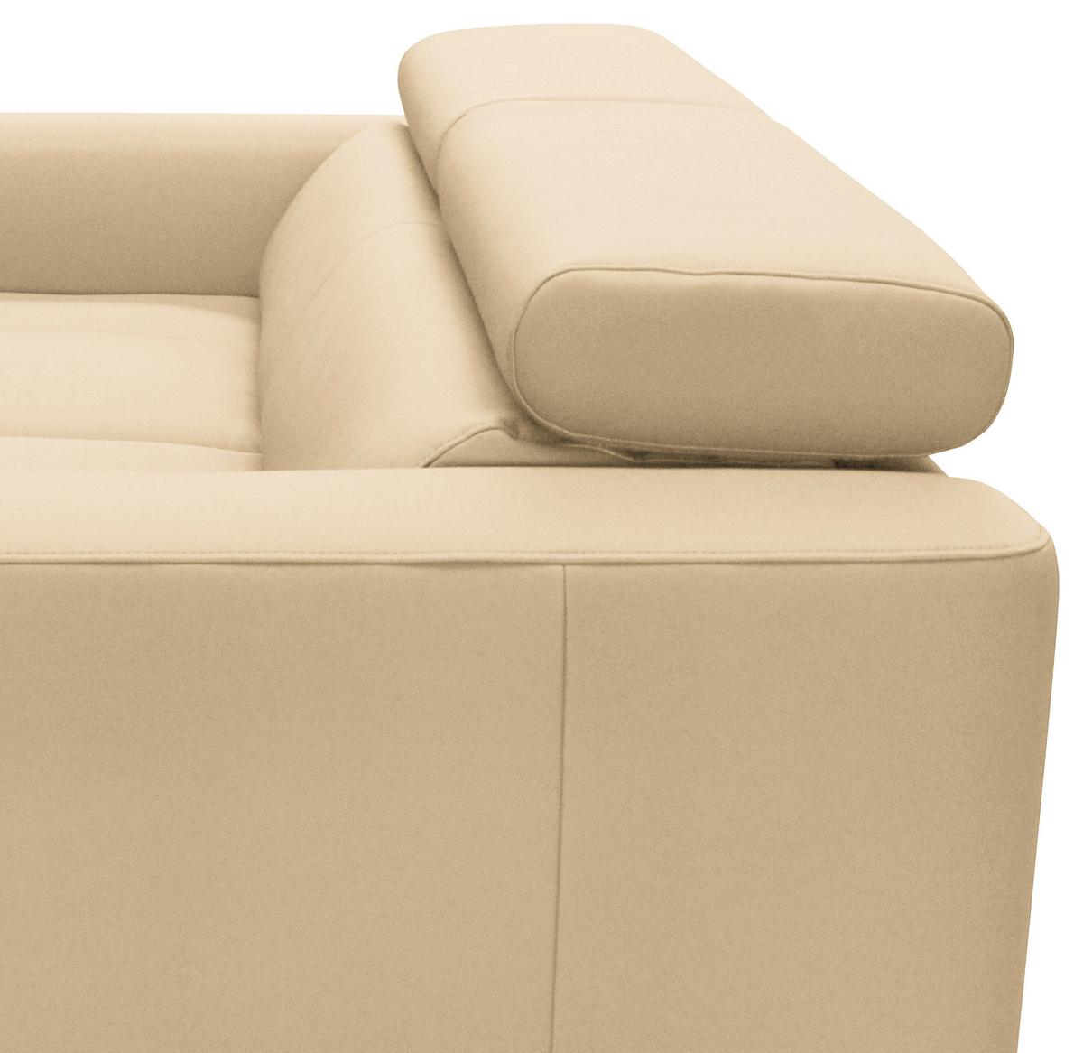 Schlafsofa Mondo, Beige B: 206 cm - Beige/Silberfarben, Design, Leder/Textil (206/95/101cm) - Livetastic