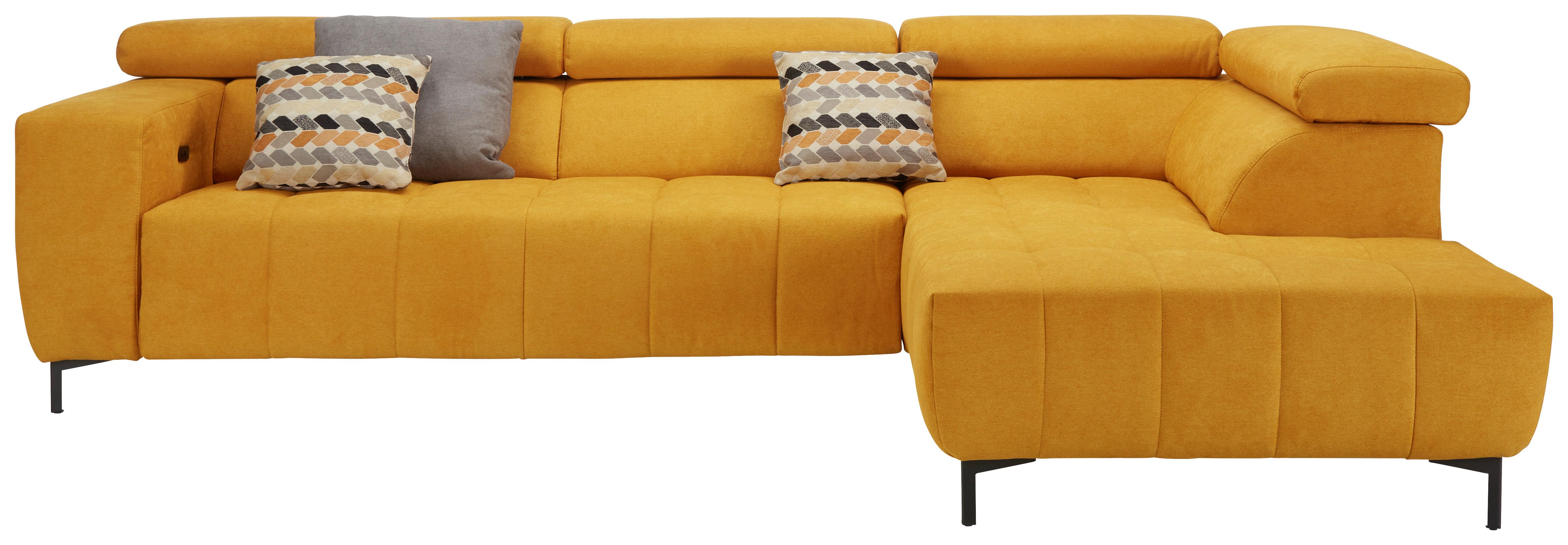Rohová sedačka TARRAGONA, pravá, žltá, bez výsuvu - čierna/žltá, Modern, textil (295/201cm) - Premium Living
