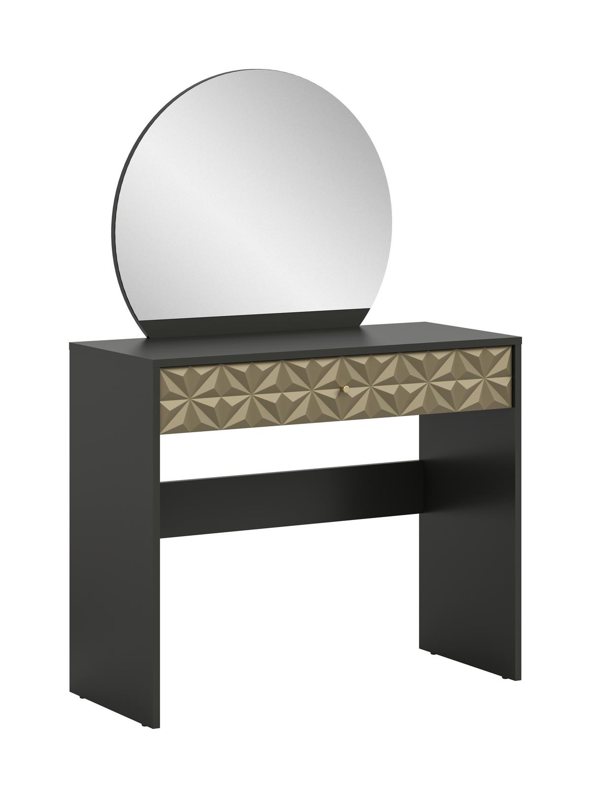 Schminktisch Prisma Schwarz/Goldfarben B: 90cm - Goldfarben/Schwarz, Design, Holzwerkstoff (90/133/39cm) - Livetastic