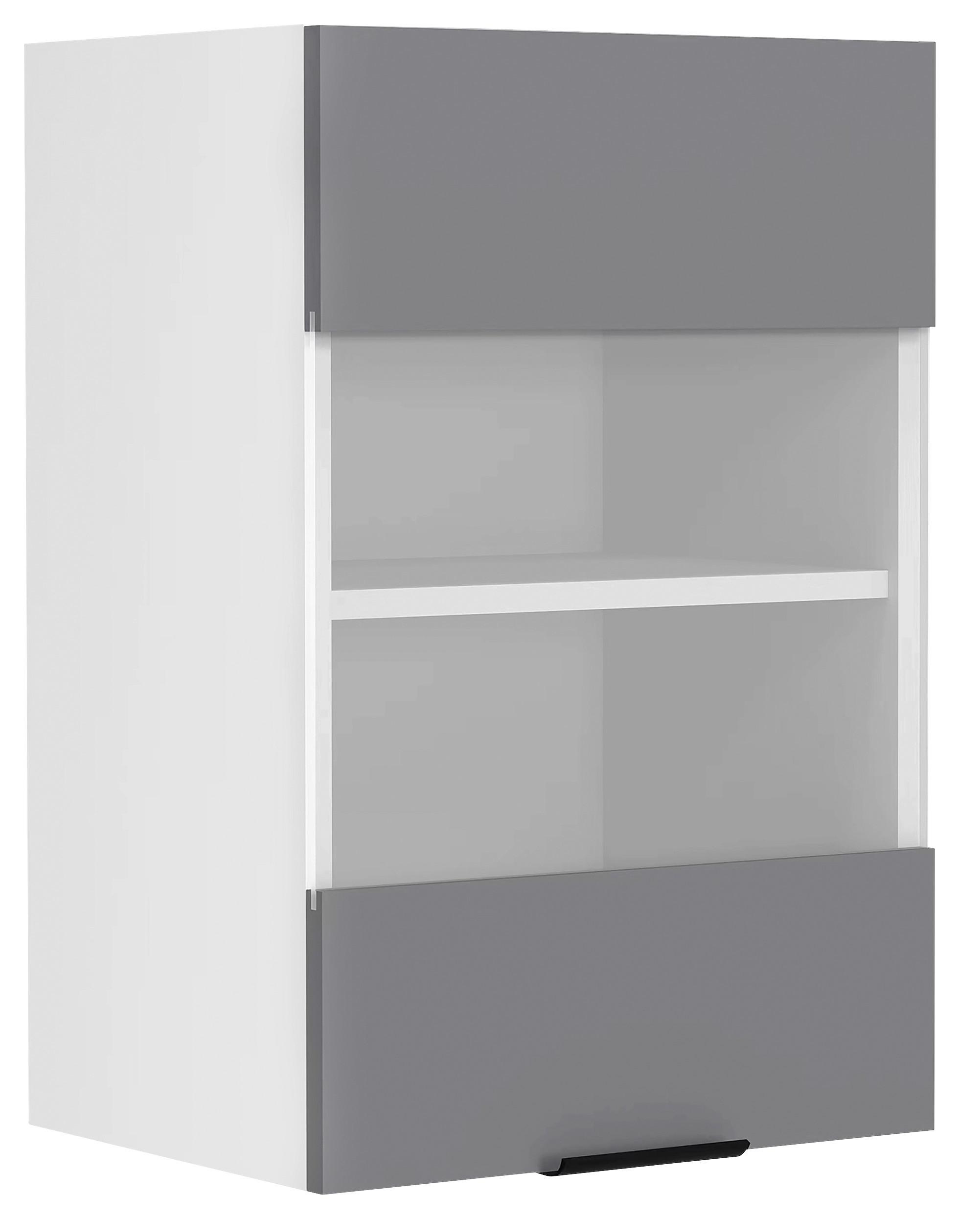 Küchenoberschrank Fasola Weiß/Anthrazit B: 40 cm - Anthrazit/Weiß, Trend, Glas/Holzwerkstoff (40/60/31cm) - MID.YOU