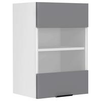 Küchenoberschrank Fasola Weiß/Anthrazit B: 40 cm - Anthrazit/Weiß, Trend, Glas/Holzwerkstoff (40/60/31cm) - MID.YOU