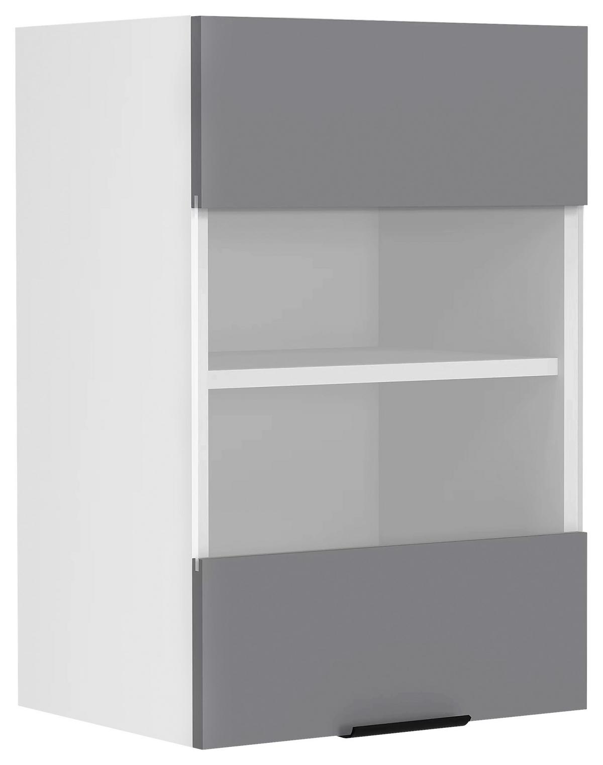 Küchenoberschrank Fasola Weiß/Anthrazit B: 40 cm - Anthrazit/Weiß, Trend, Glas/Holzwerkstoff (40/60/31cm) - MID.YOU