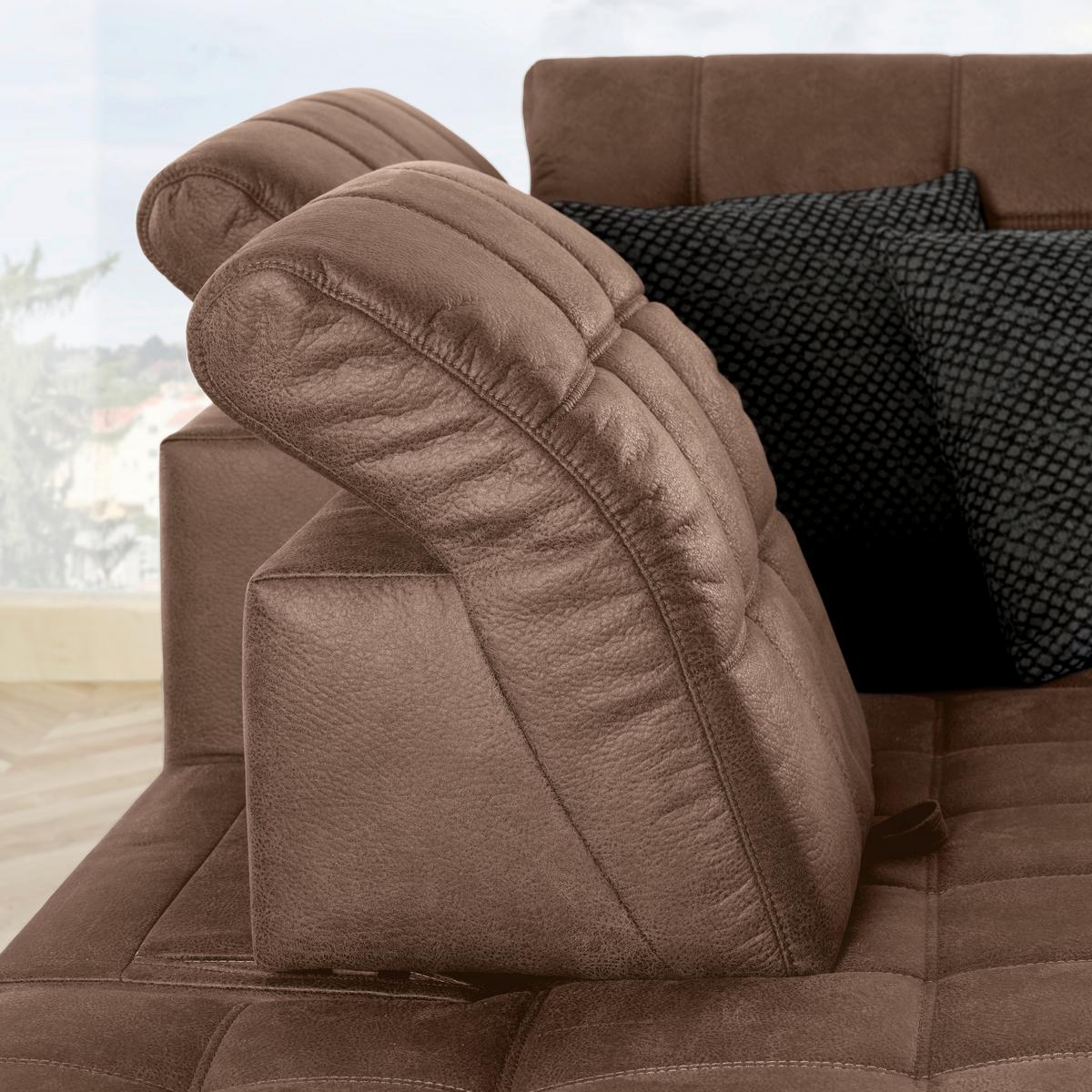Rohová sedačka PANAMA, ľavá, terakota - čierna/terakota, Konventionell, kov/textil (216/304cm) - Premium Living