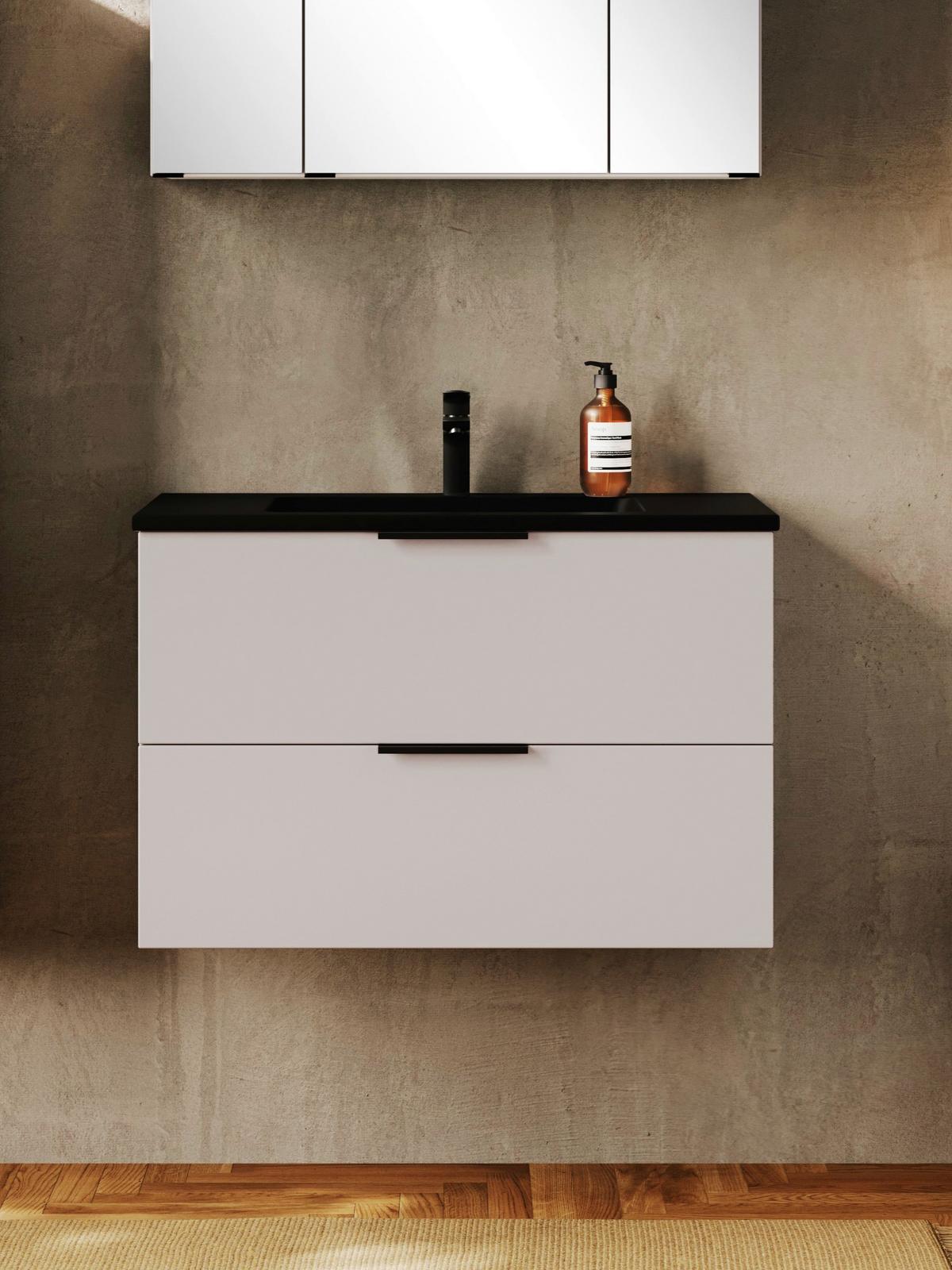 Waschtischkombi Sevilla Kaschmir/Schwarz - Kaschmir/Schwarz, MODERN, Keramik/Holzwerkstoff (80/54/47cm) - Held