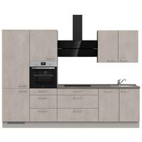 Kuchynská linka 300 cm, šedý betón/ kamenná šedá - sivá/farba ušľachtilej ocele, Modern, kov/kompozitné drevo (300cm) - Nobilia