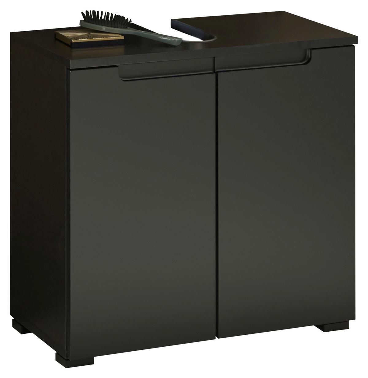 Waschbeckenunterschrank Spice B: 60 Cm Schwarz Stehend - Schwarz, MODERN, Holzwerkstoff (60/57/32cm) - MID.YOU