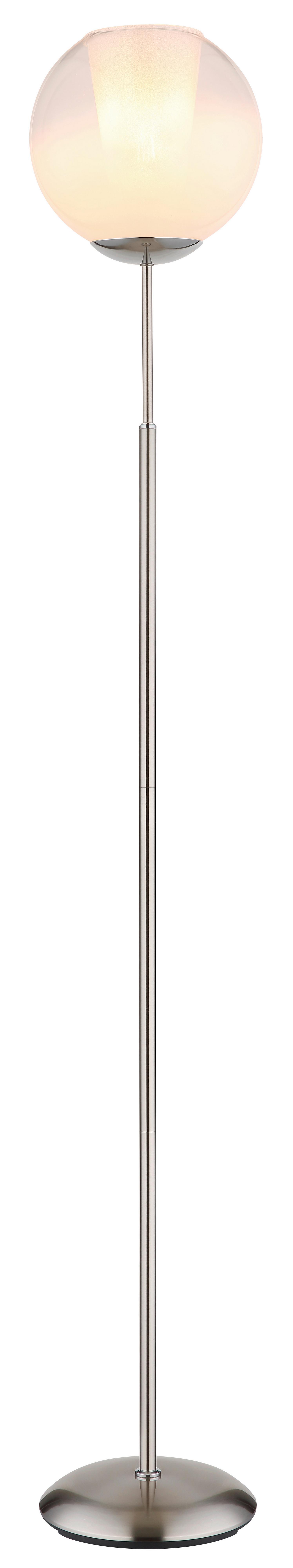 Stehleuchte Barry Klar Weiß D: 25 cm - Klar/Chromfarben, Basics, Glas/Kunststoff (25/154,5cm) - Globo