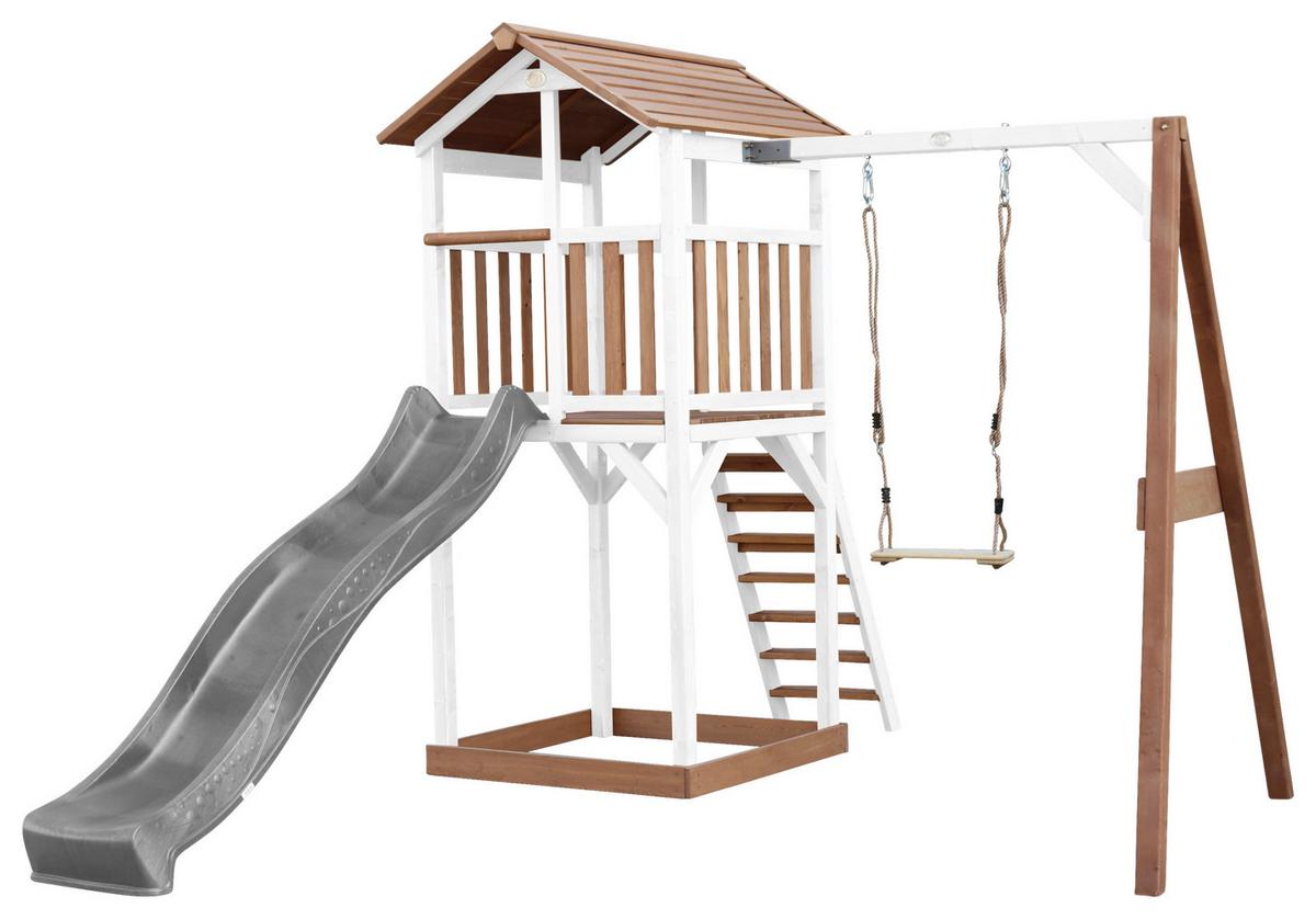 Spielturm A025.121.81 - Braun/Weiß, KONVENTIONELL, Holz/Kunststoff (283,6/241,9/349cm) - Ambia Garden