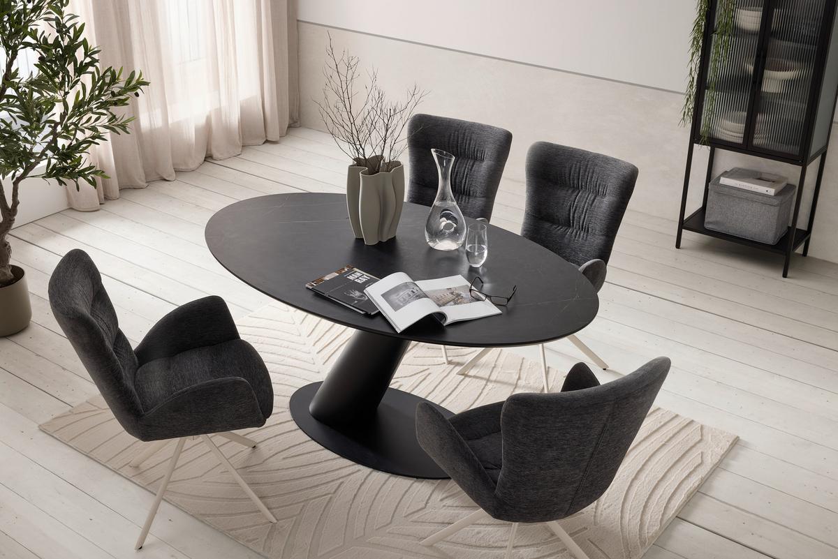 JEDÁLENSKÝ STÔL STEVEN 160 - čierna, Design, kov/kompozitné drevo (160/76/95cm) - Mömax