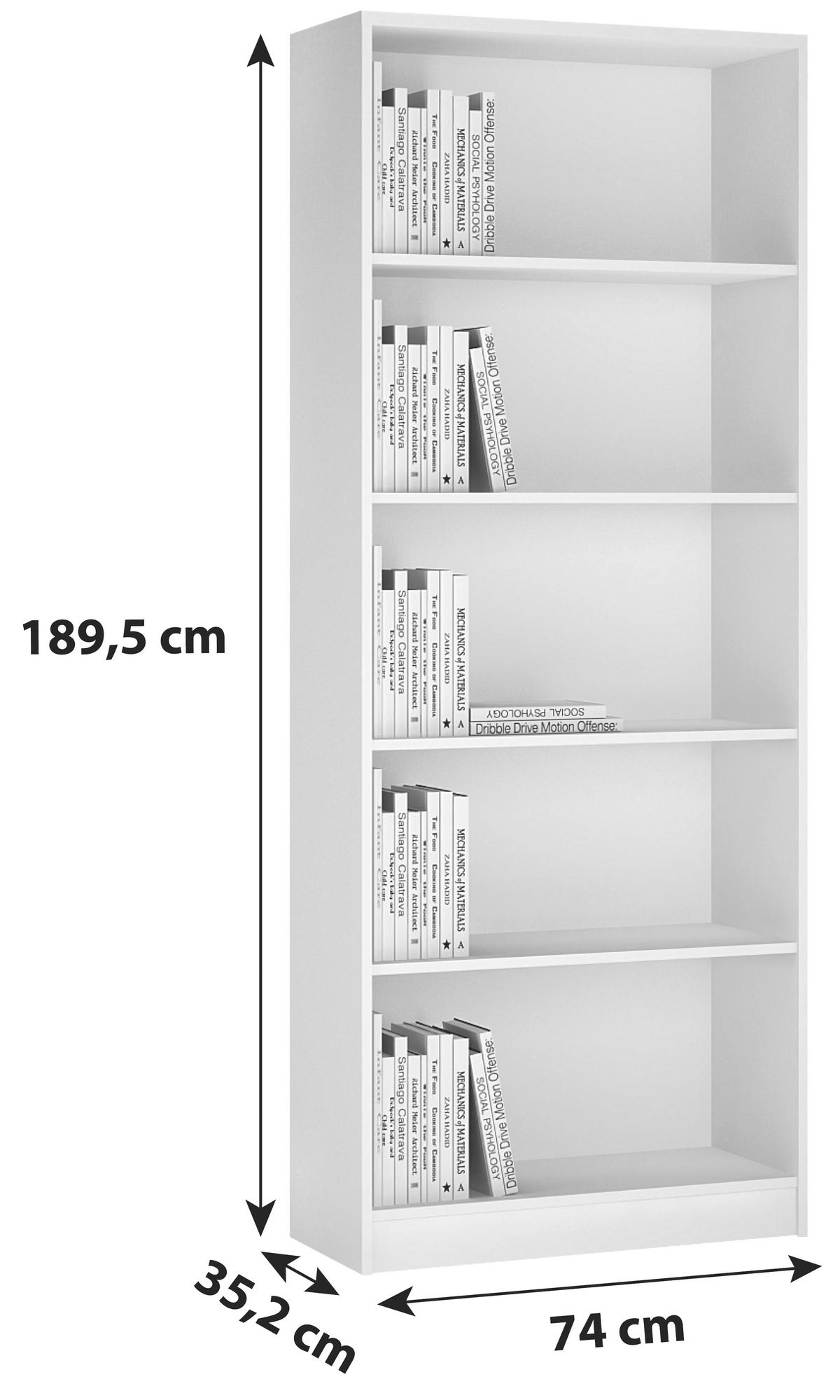 REGÁL 4-YOU YUR03 - biela, Modern, drevo (74/189,5/35,2cm)