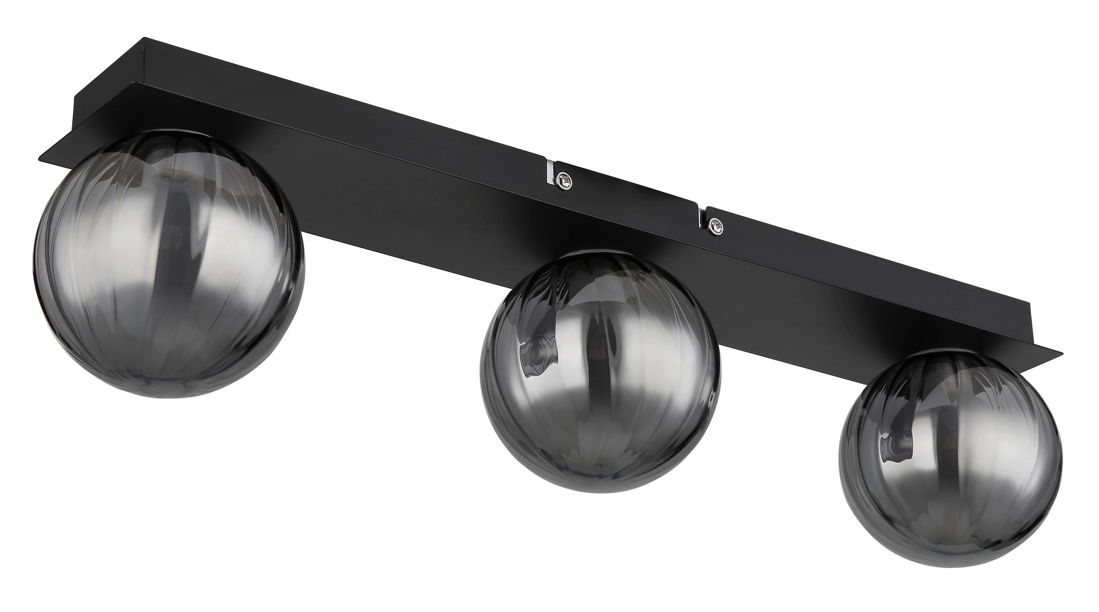 Bad-Deckenleuchte IP44 Schwarz 3-flammig - Schwarz, Design, Glas/Metall (50/12,5/10cm) - Globo