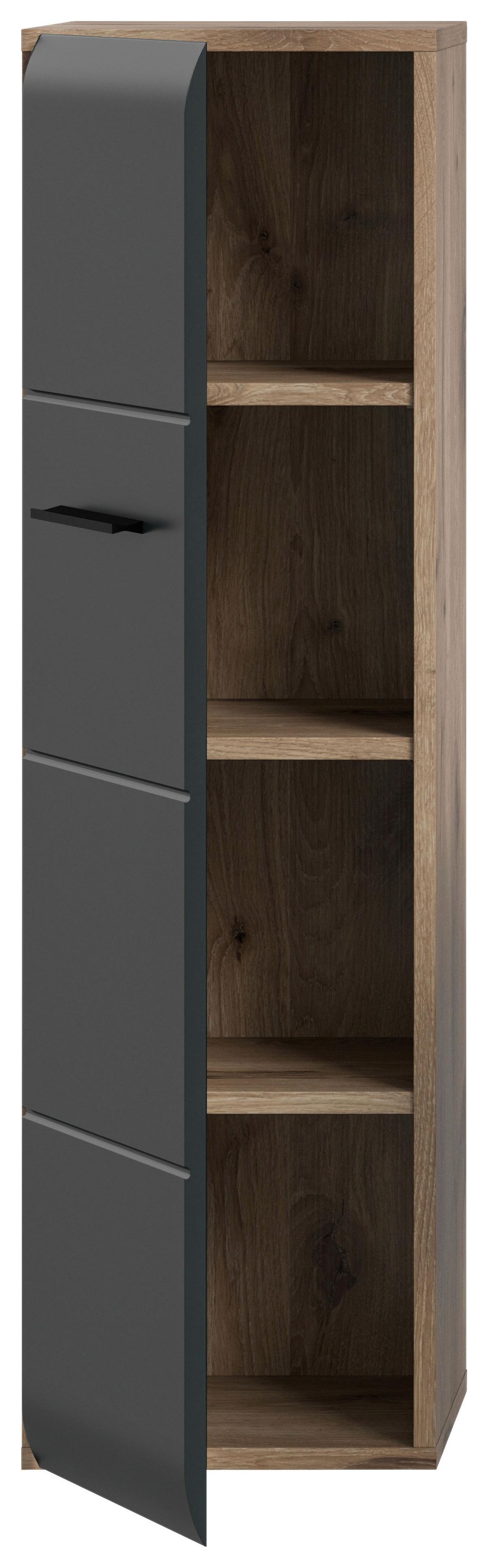 Midischrank Ice Schwarz/Eiche Dekor B: 30cm - Eiche dunkel/Schwarz, Basics, Holzwerkstoff (30/106/30cm) - MID.YOU