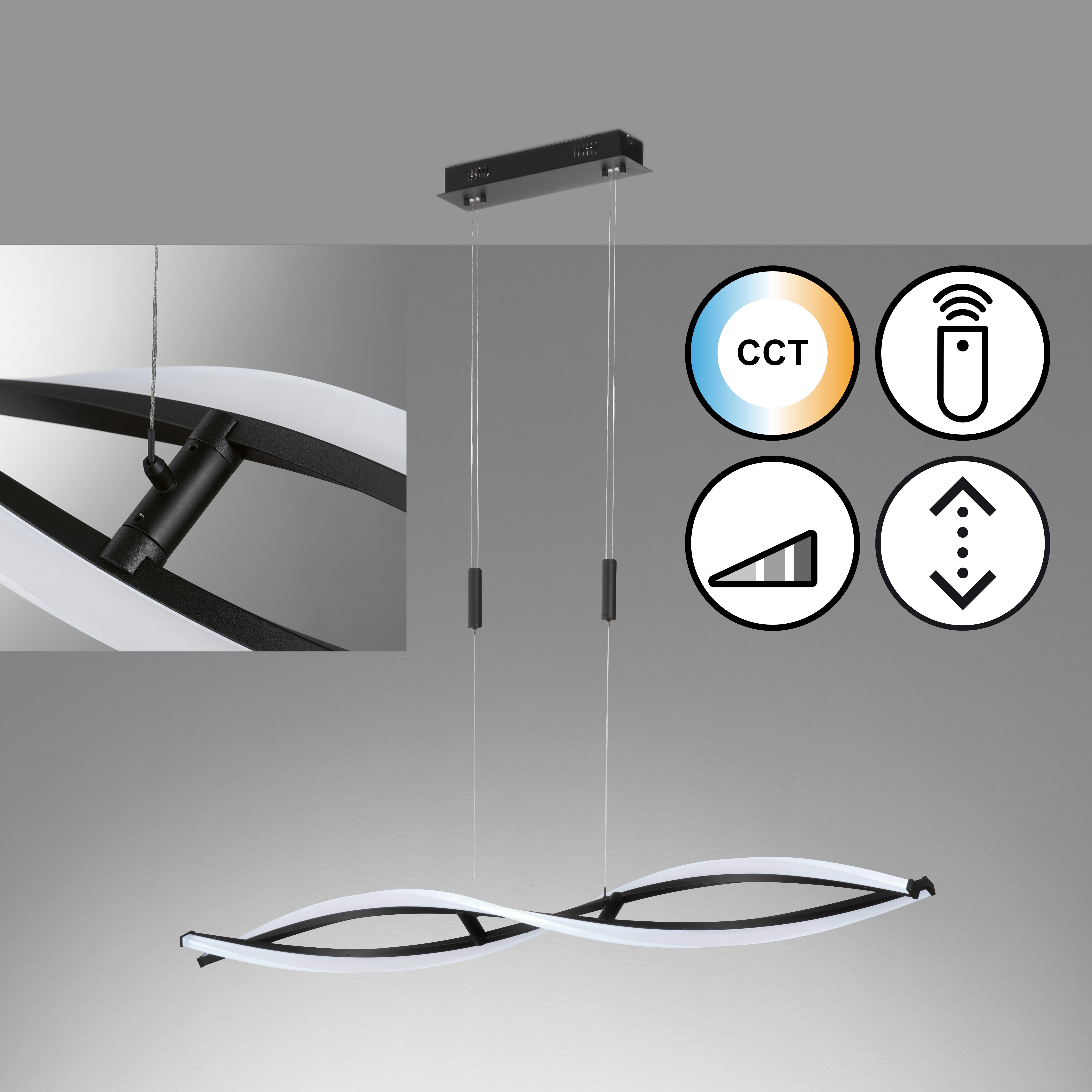 LED-Pendelleuchte 60978 Torcido - Schwarz, Design, Metall (100,5/11,5/90-150cm) - Fischer & Honsel
