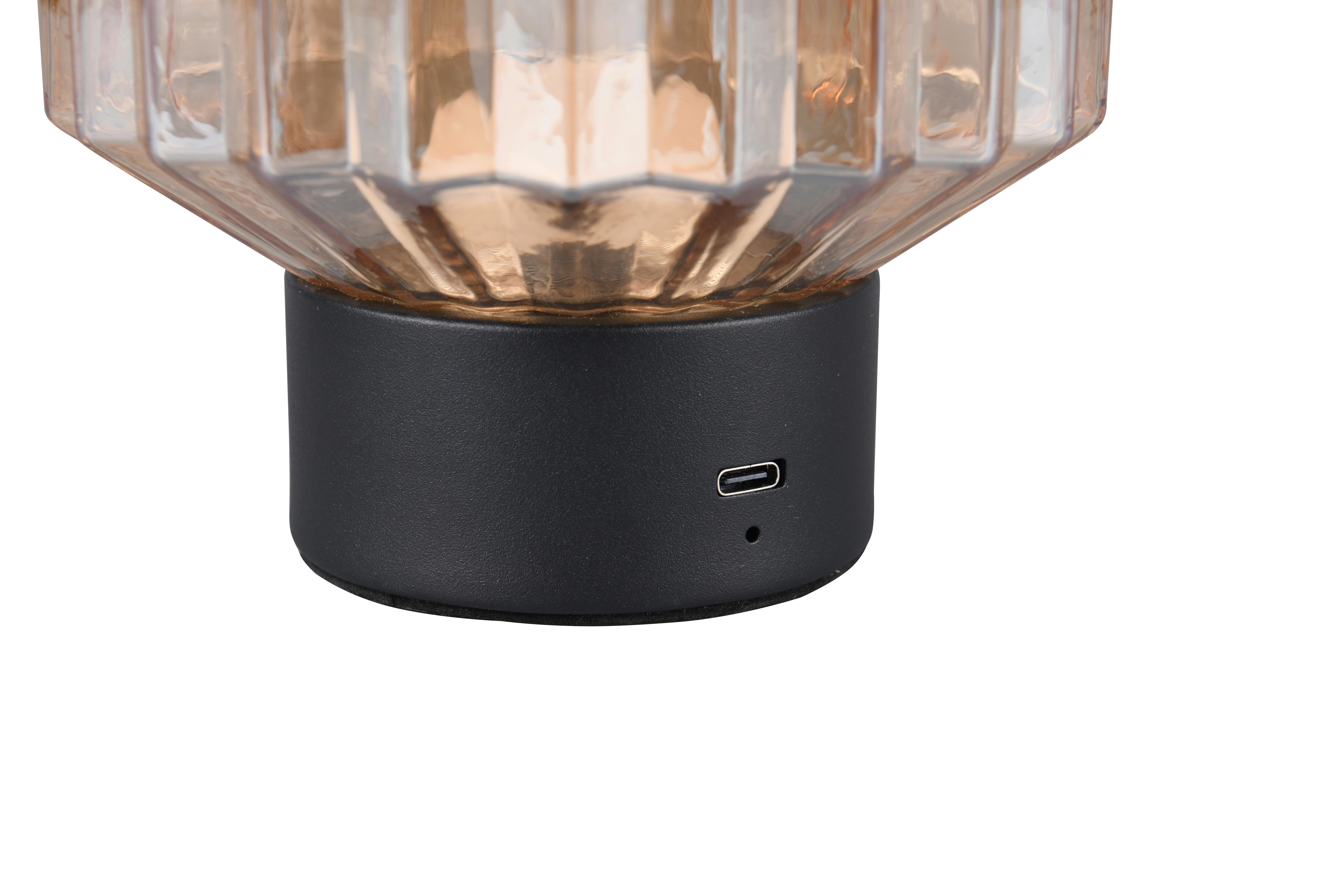 Akku-tischleuchte R57761113 - Schwarz/Braun, KONVENTIONELL, Glas/Metall (13/19,5cm)