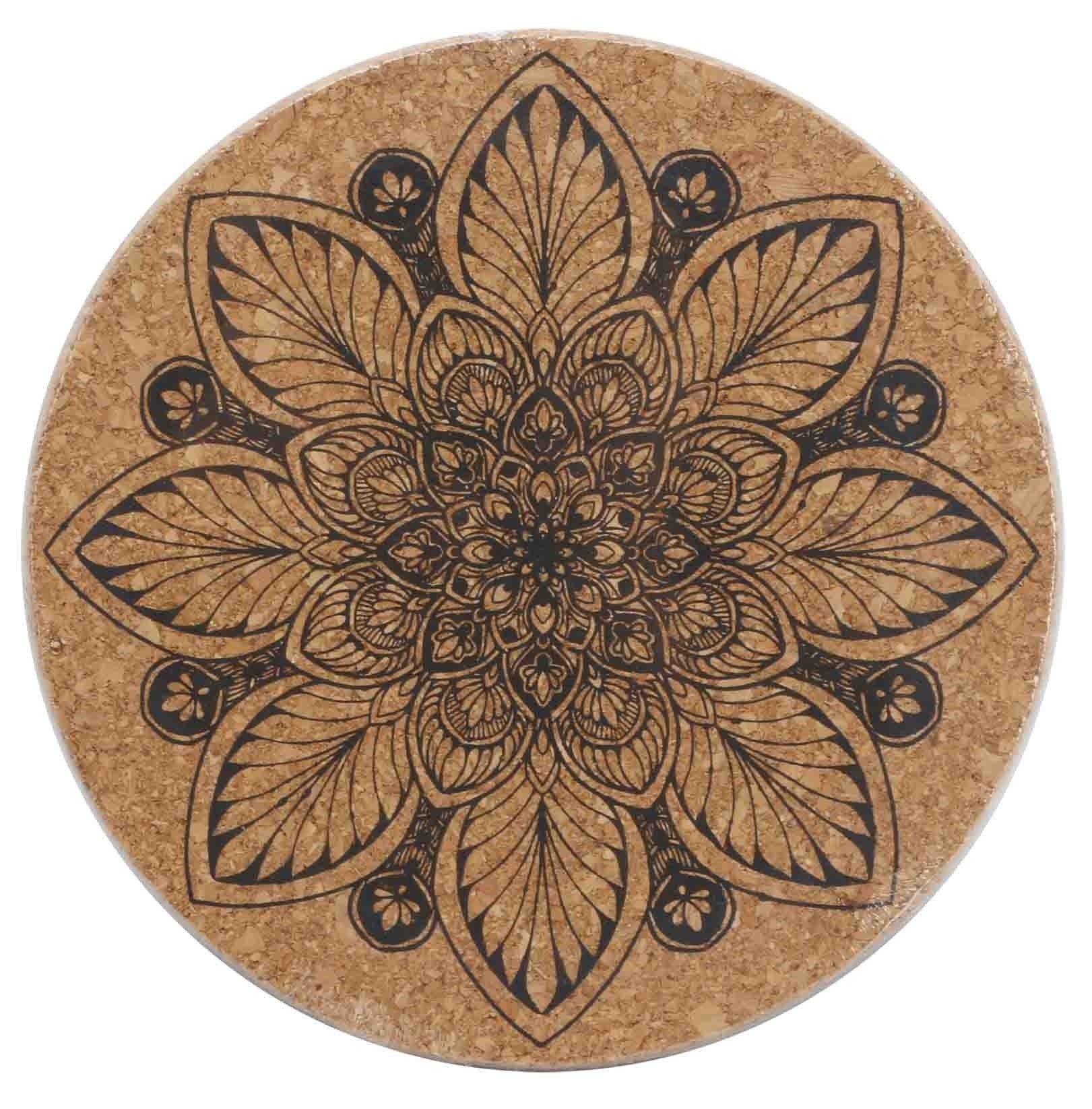 Glasuntersetzer Rund Aus Kork 4er-Set Enjoy, D: Ca. 10 Cm - Schwarz/Naturfarben, MODERN, Holz - Luca Bessoni