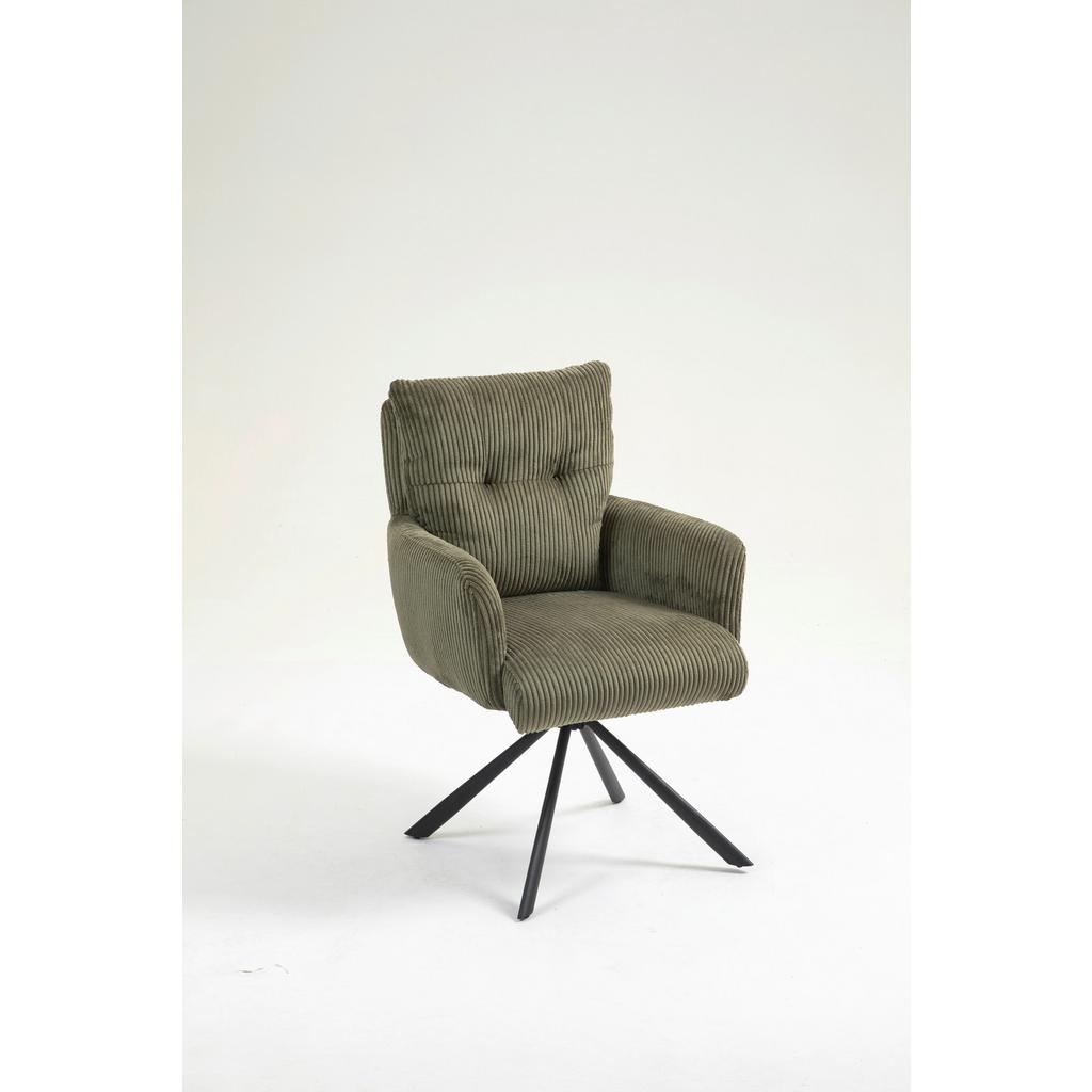 Armlehnstuhl Leni Cord Grün Sitzfl. 180° Drehbar, B: 60cm