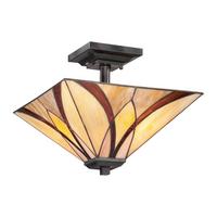 Deckenleuchte Qz-Asheville-Sf Tiffany - Bronzefarben, Natur, Glas/Metall (35.6/35,6/30,5cm) - Elstead Lighting