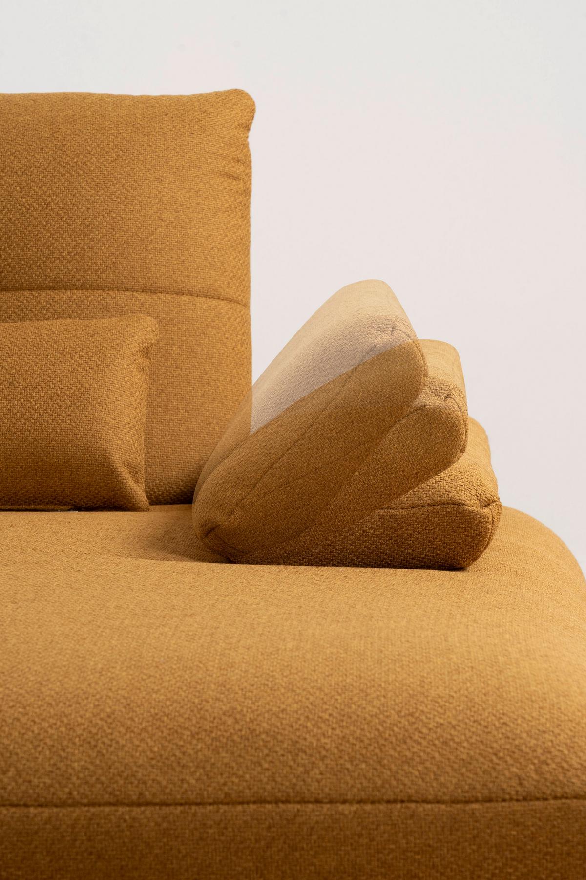Wohnlandschaft Dover Xc - Currygelb/Dunkelgelb, MODERN, Holzwerkstoff/Textil (301/191cm)