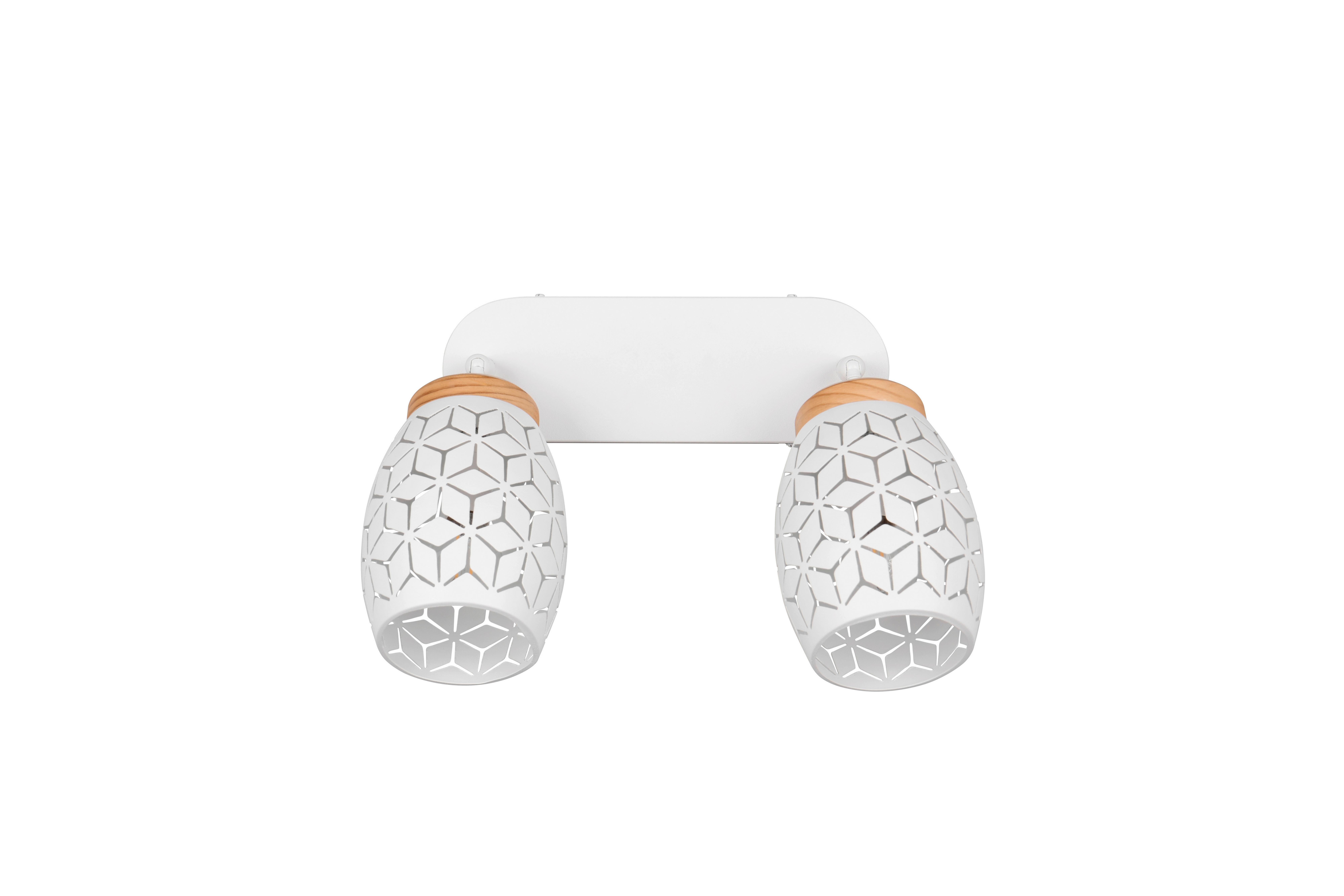 Deckenstrahler Bidar Naturfarben Weiß L: 28cm - Naturfarben/Weiß, Trend, Holz/Metall (28/27/12cm)