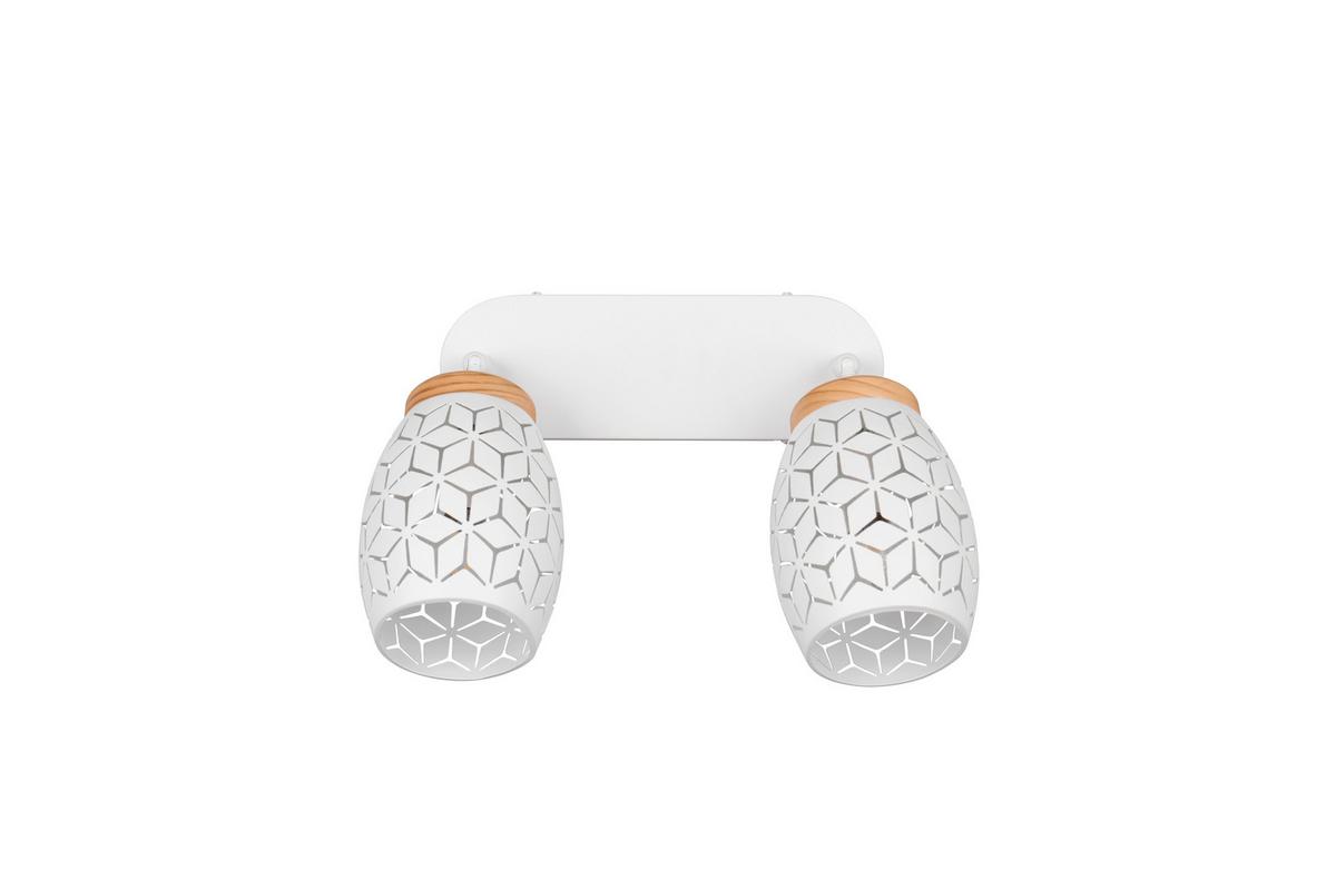 Deckenstrahler Bidar Naturfarben Weiß L: 28cm - Naturfarben/Weiß, Trend, Holz/Metall (28/27/12cm)