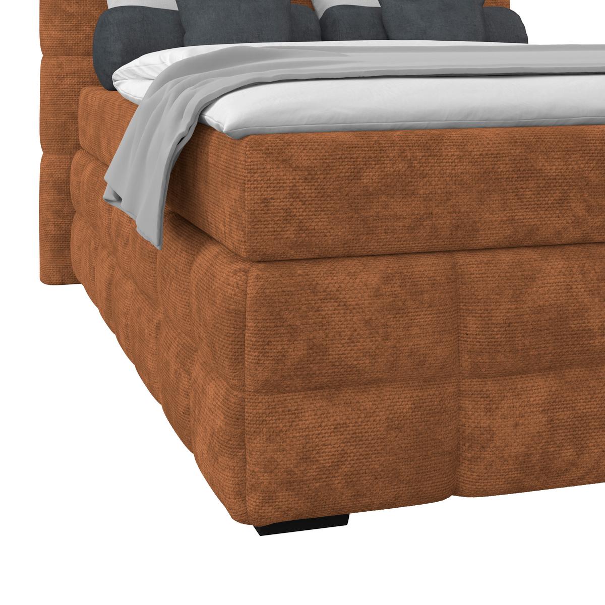 Čalouněná postel VEGA 140x200 cm, rezavá - černá/rezavá, Trend, dřevo/textil (140/200cm)