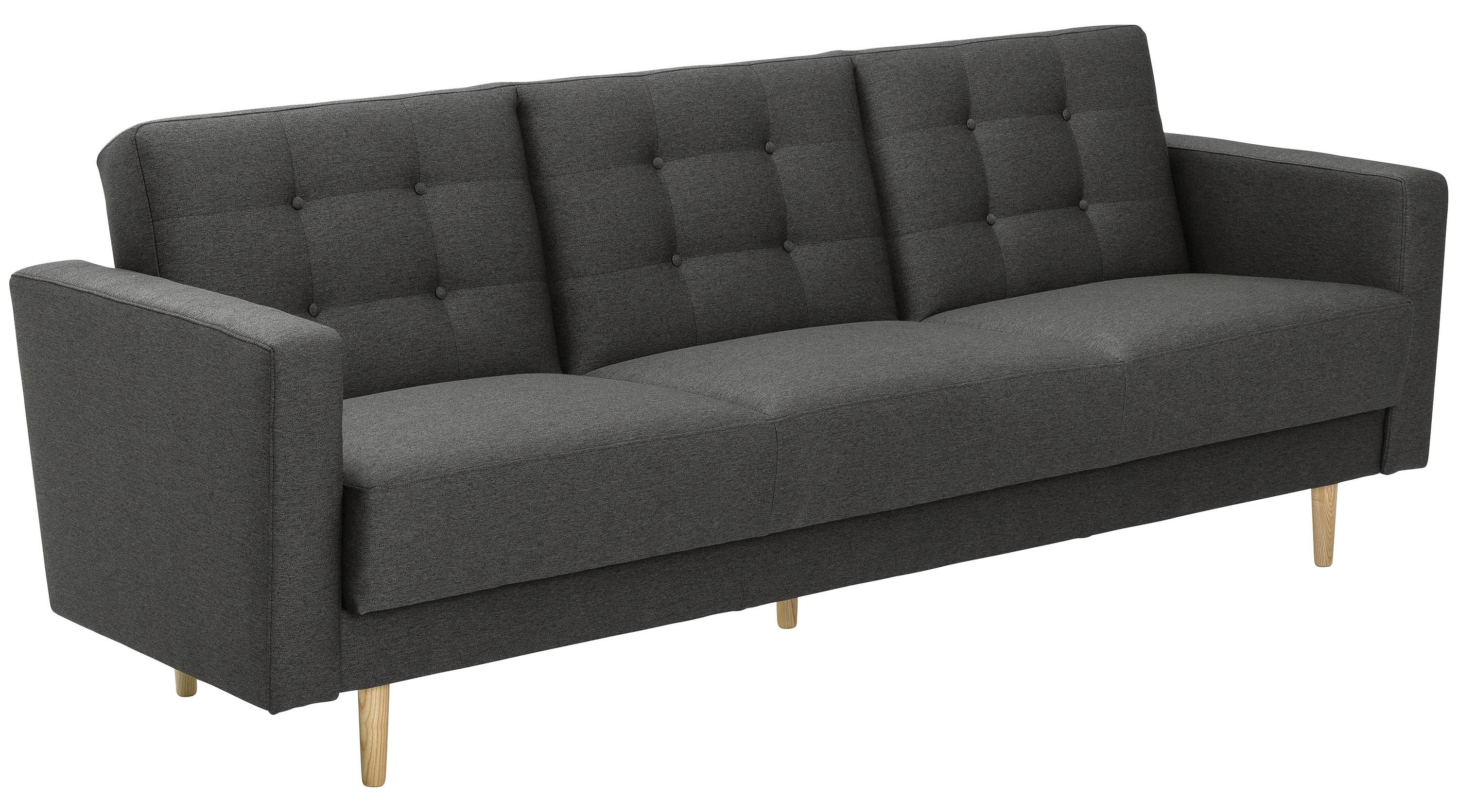 3-Sitzer-Sofa + Schlaffunktion Jasmin mit Armlehnen Anthrazit