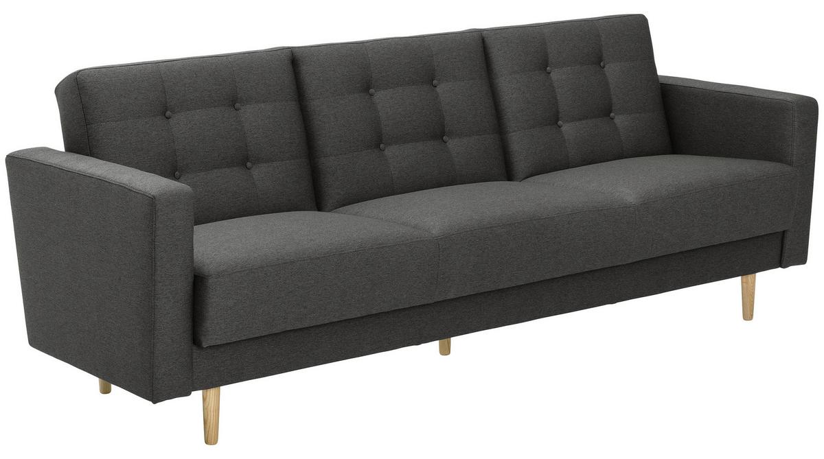 3-Sitzer-Sofa + Schlaffunktion Jasmin mit Armlehnen Anthrazit - Eschefarben/Anthrazit, MODERN, Textil (224/81/83cm) - Max Winzer