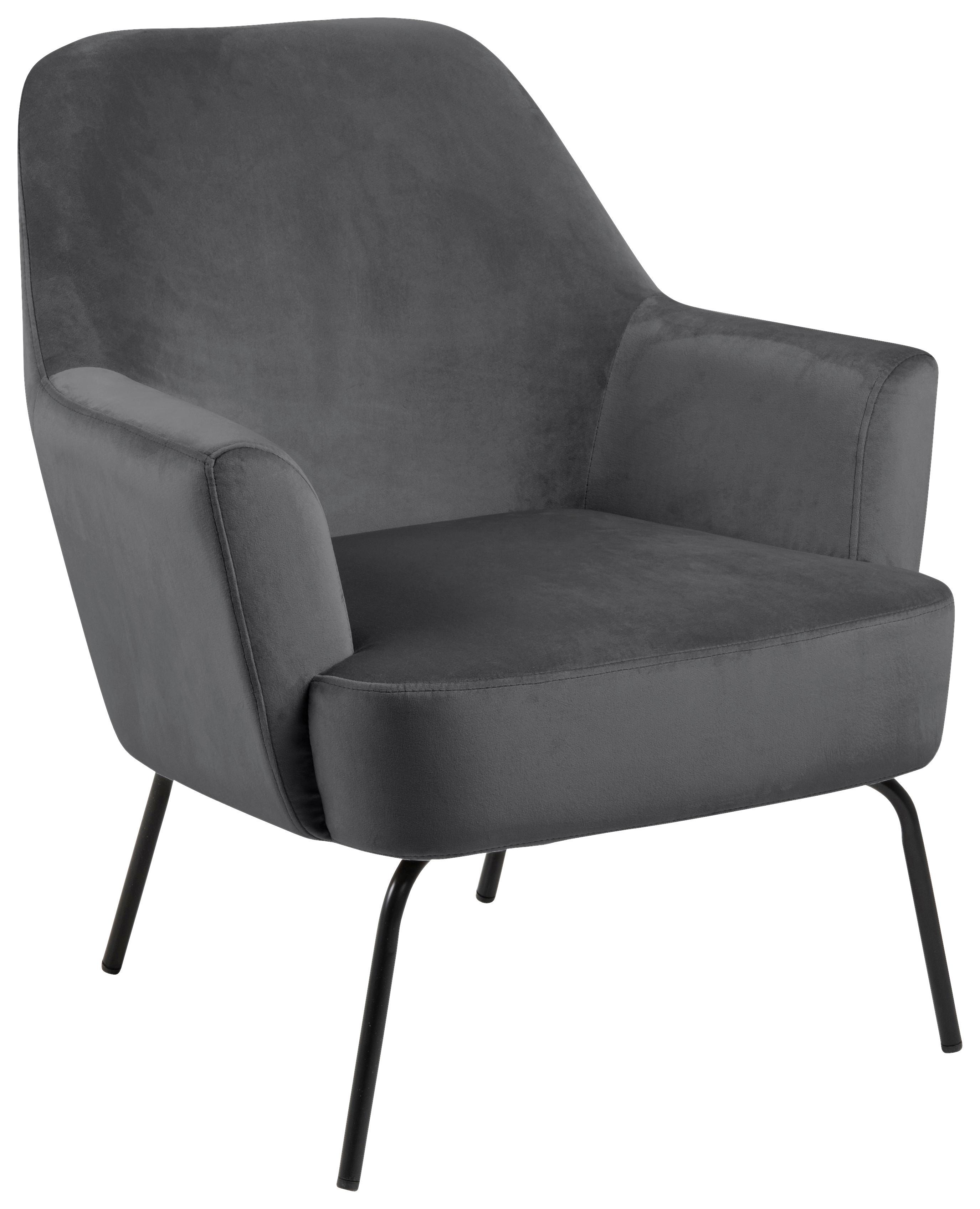 Polsterstuhl Melissa Dunkelgrau Velours - Dunkelgrau/Schwarz, KONVENTIONELL, Textil (75/83/75cm) - Livetastic