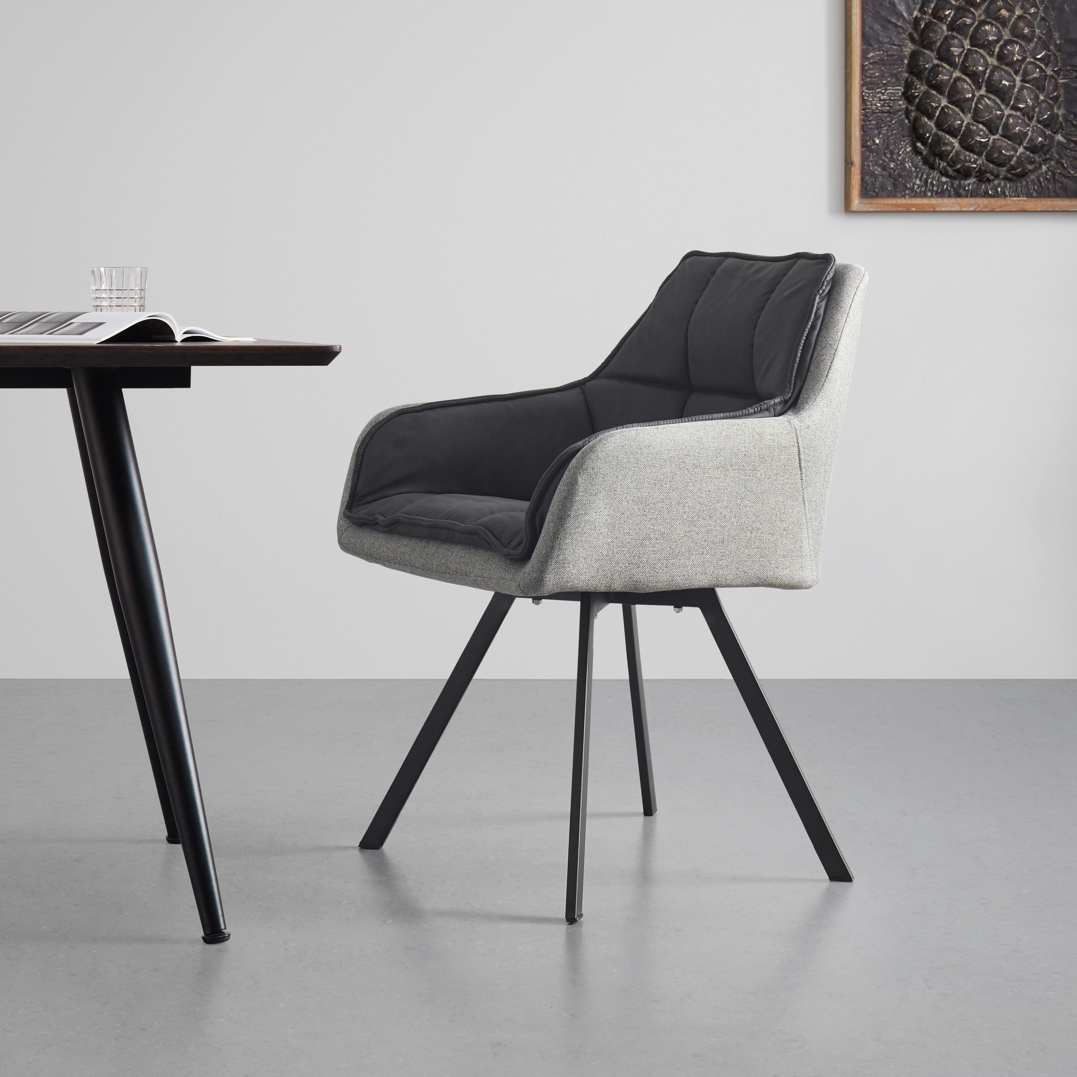 Jedálenská stolička BILLY - čierna/sivá, Modern, kov/textil (62/85/62cm) - P & B