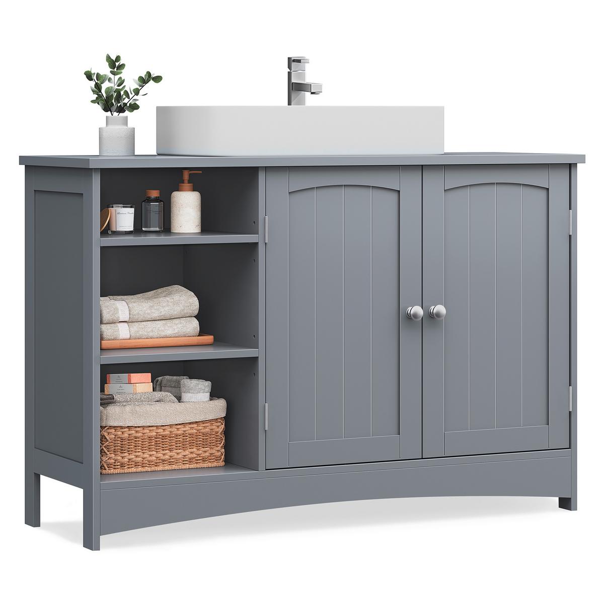 Waschbeckenunterschrank Washbasin Cabinet - Grau, MODERN, Holzwerkstoff (90/60/30cm) - MID.YOU