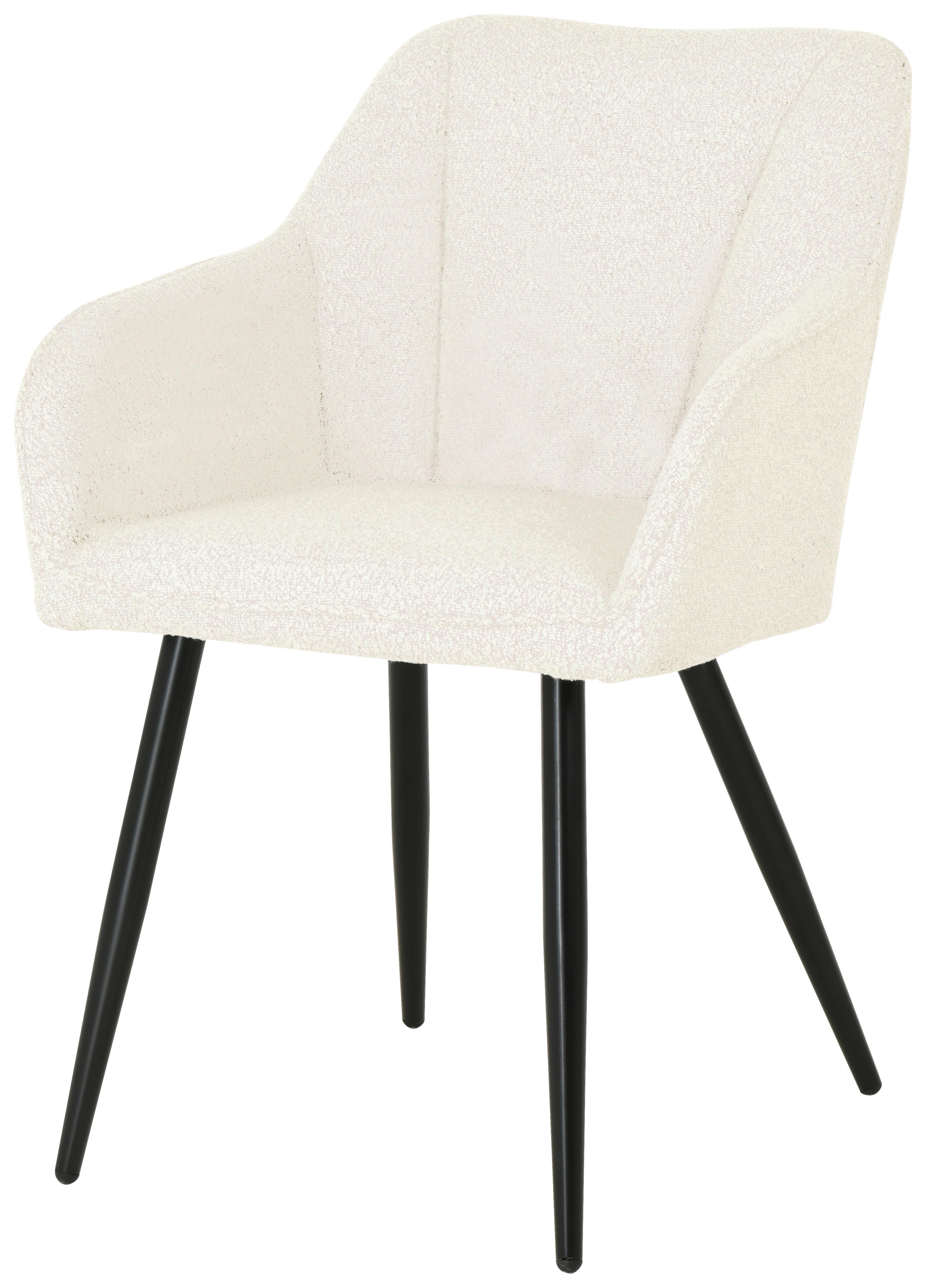 Armlehnstuhl Caro Weiß Gepolstert - Schwarz/Weiß, KONVENTIONELL, Holz/Textil (61/82/55cm) - Nedis SmartLife