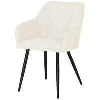 Armlehnstuhl Caro Weiß Gepolstert - Schwarz/Weiß, KONVENTIONELL, Holz/Textil (61/82/55cm) - Nedis SmartLife