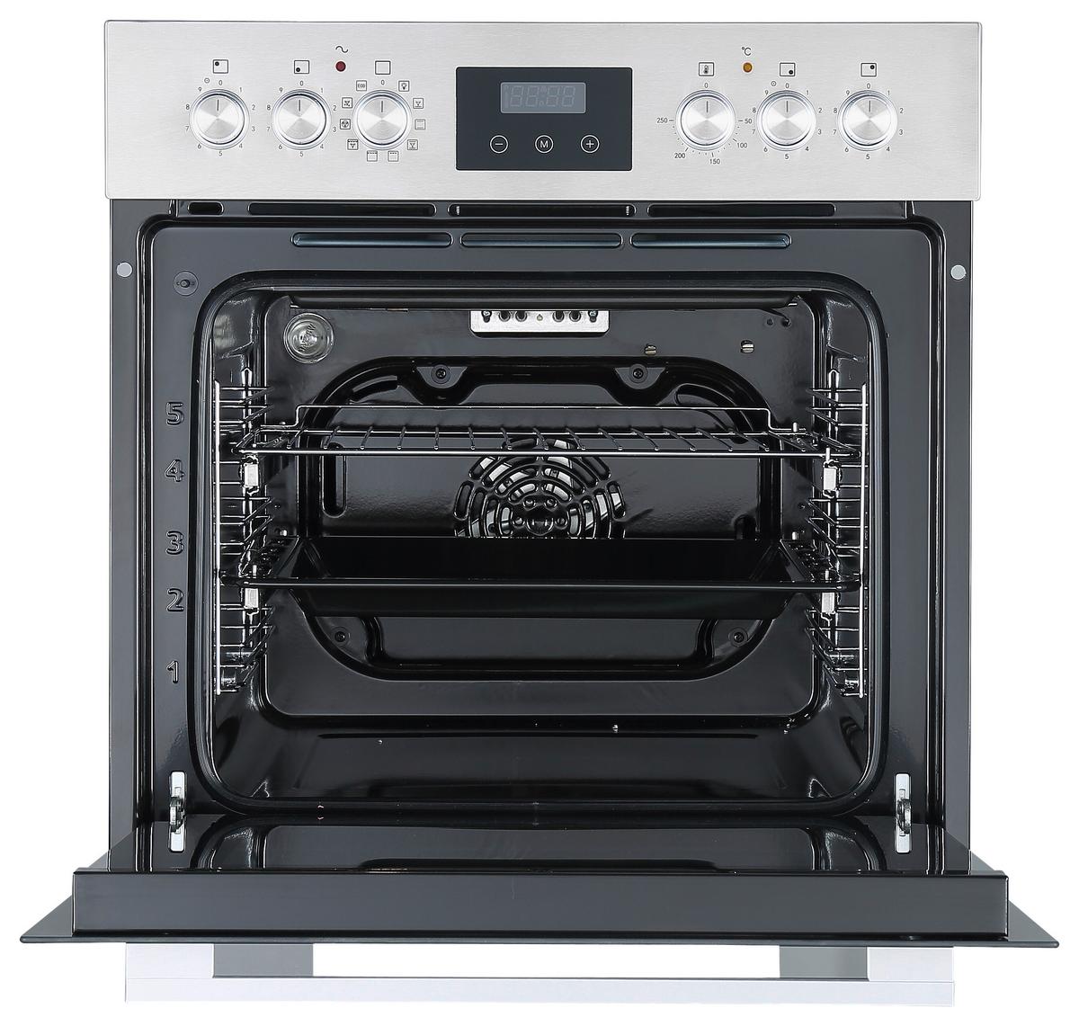 Herdset Schwarz/edelstahlfarben B:59cm - Edelstahlfarben/Schwarz, Trend, Glas/Kunststoff (59,5/59,5/57,5cm) - Respekta