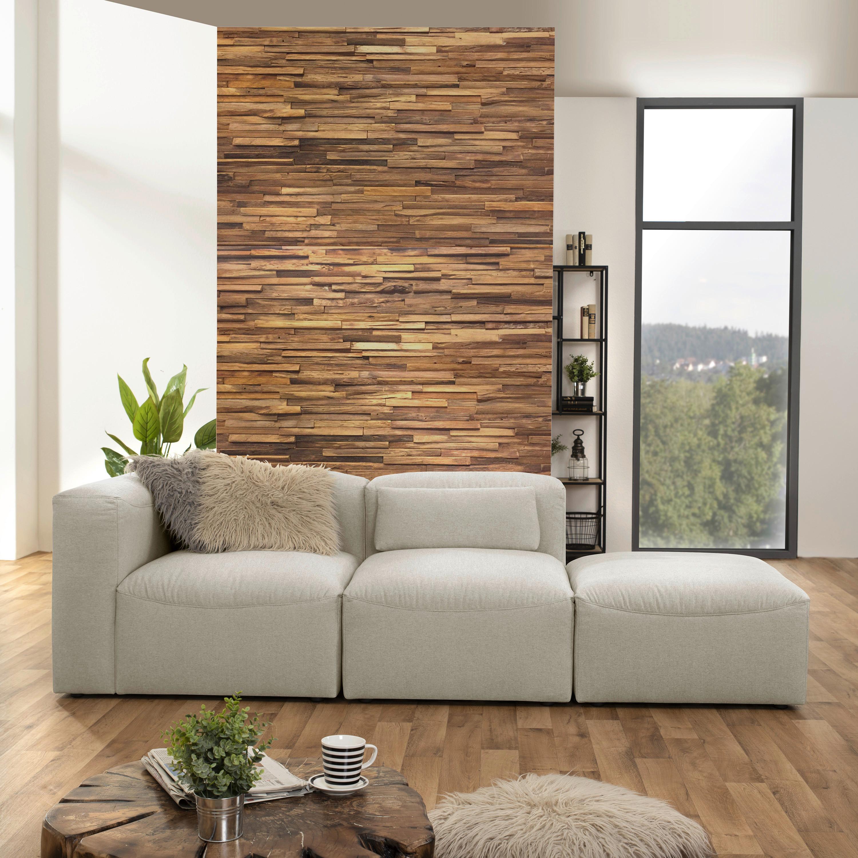Ottomane Lena Creme Mit Echtem Rücken - Creme, Design, Textil (250/73/100cm) - Max Winzer