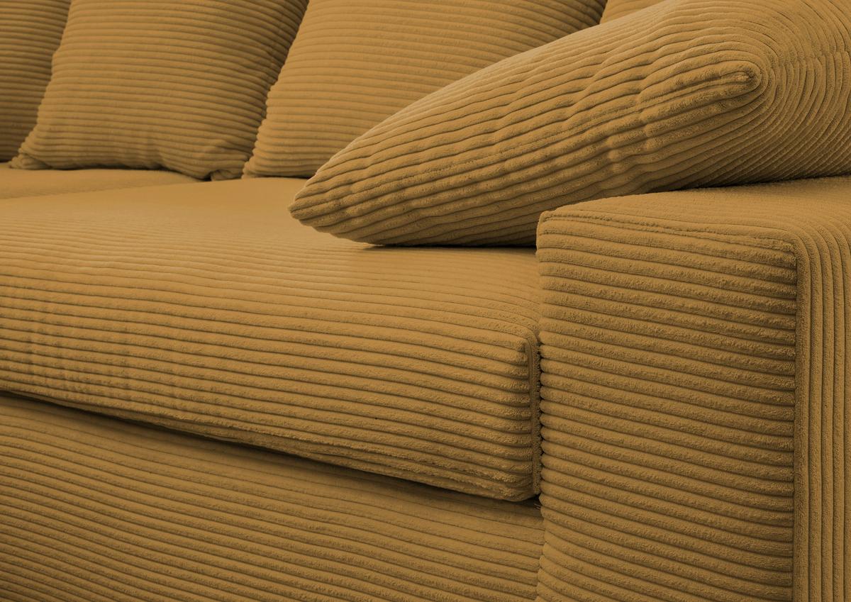 Ecksofa Avellino Goldfarben S: 278/200 cm - Goldfarben/Schwarz, MODERN, Textil (278/200cm) - Livetastic