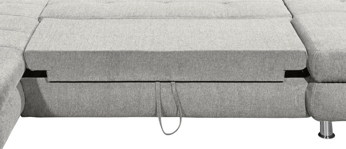 Sedací souprava ALBA U, levá, stříbrná, úl.prostor, lůžko - barvy stříbra, Moderní, textil/plast (233/349/177cm) - MID.YOU