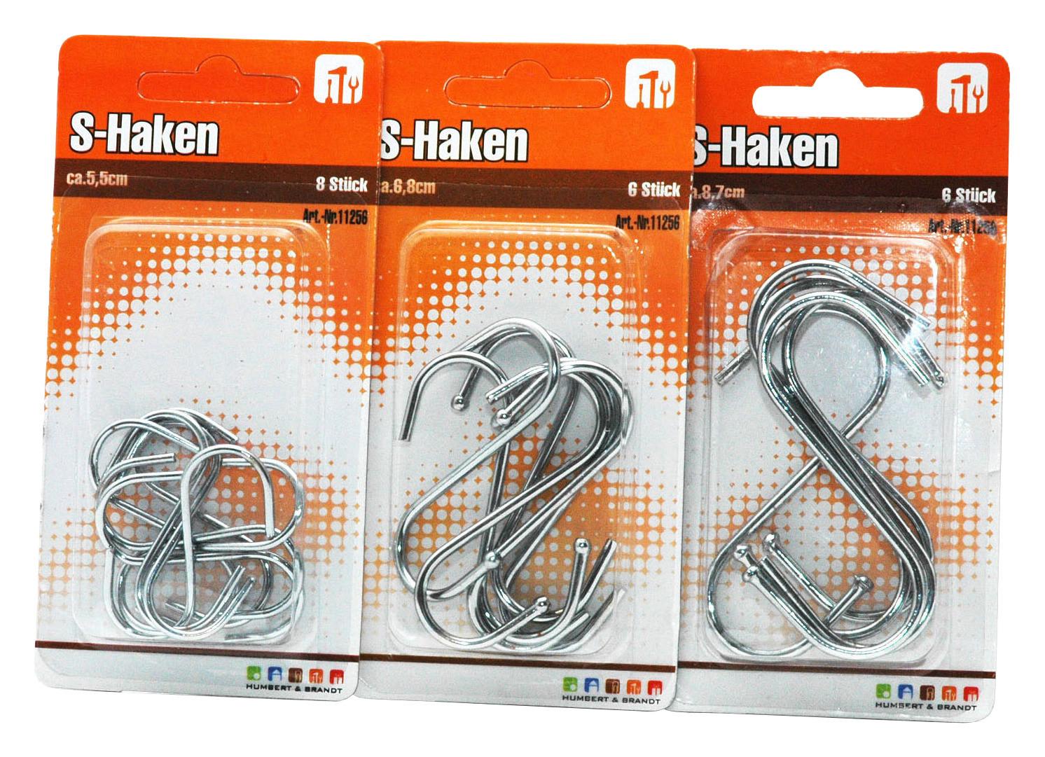 S-Haken Silberfarben Francie Metall 6-8 Stk. Versch. Größen