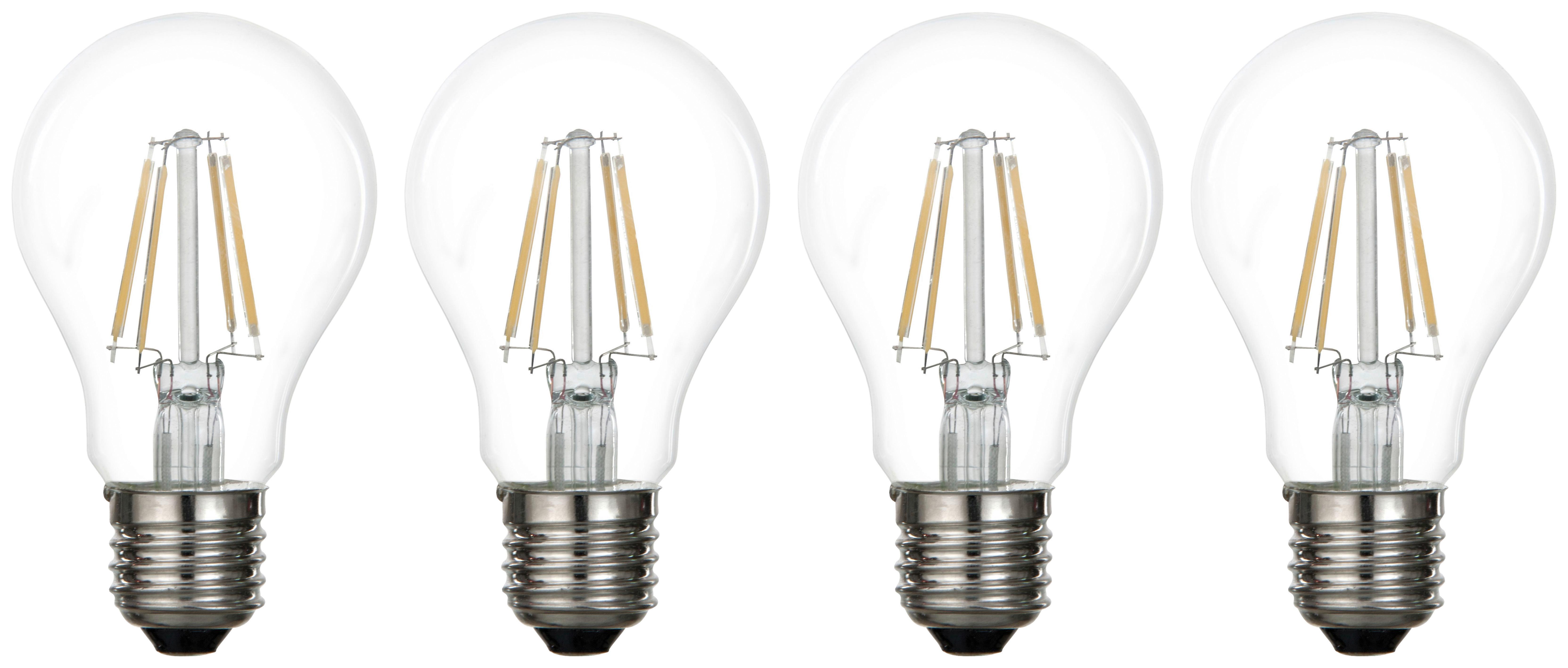 LED-žiarovka Multi, E27,max. 4 Watt,4 Ks - priehľadné, kov/sklo (6/10,6cm) - Modern Living