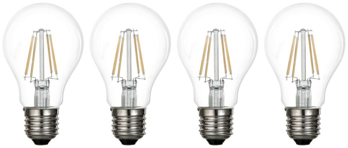 LED-žiarovka Multi, E27,max. 4 Watt,4 Ks - průhledné, kov/sklo (6/10,6cm) - Modern Living