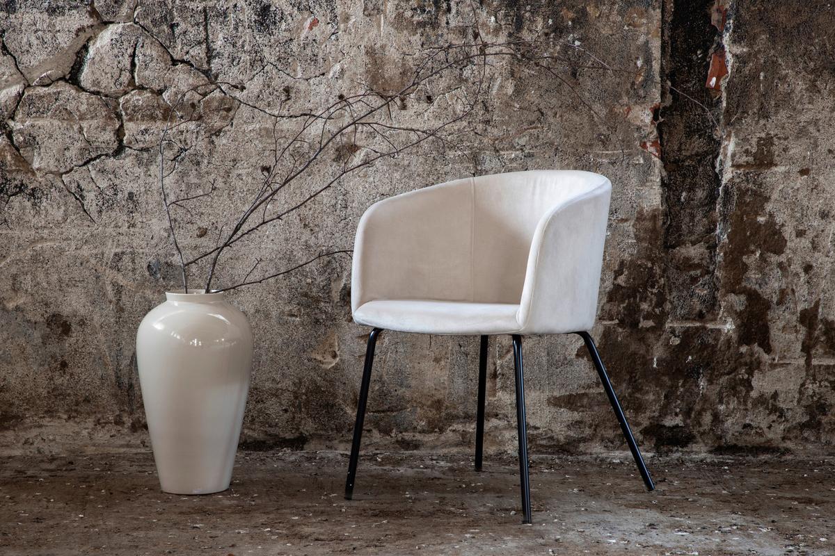 Armlehnstuhl Berit - Beige/Schwarz, Design, Holz/Textil (55/78/55cm) - Livetastic