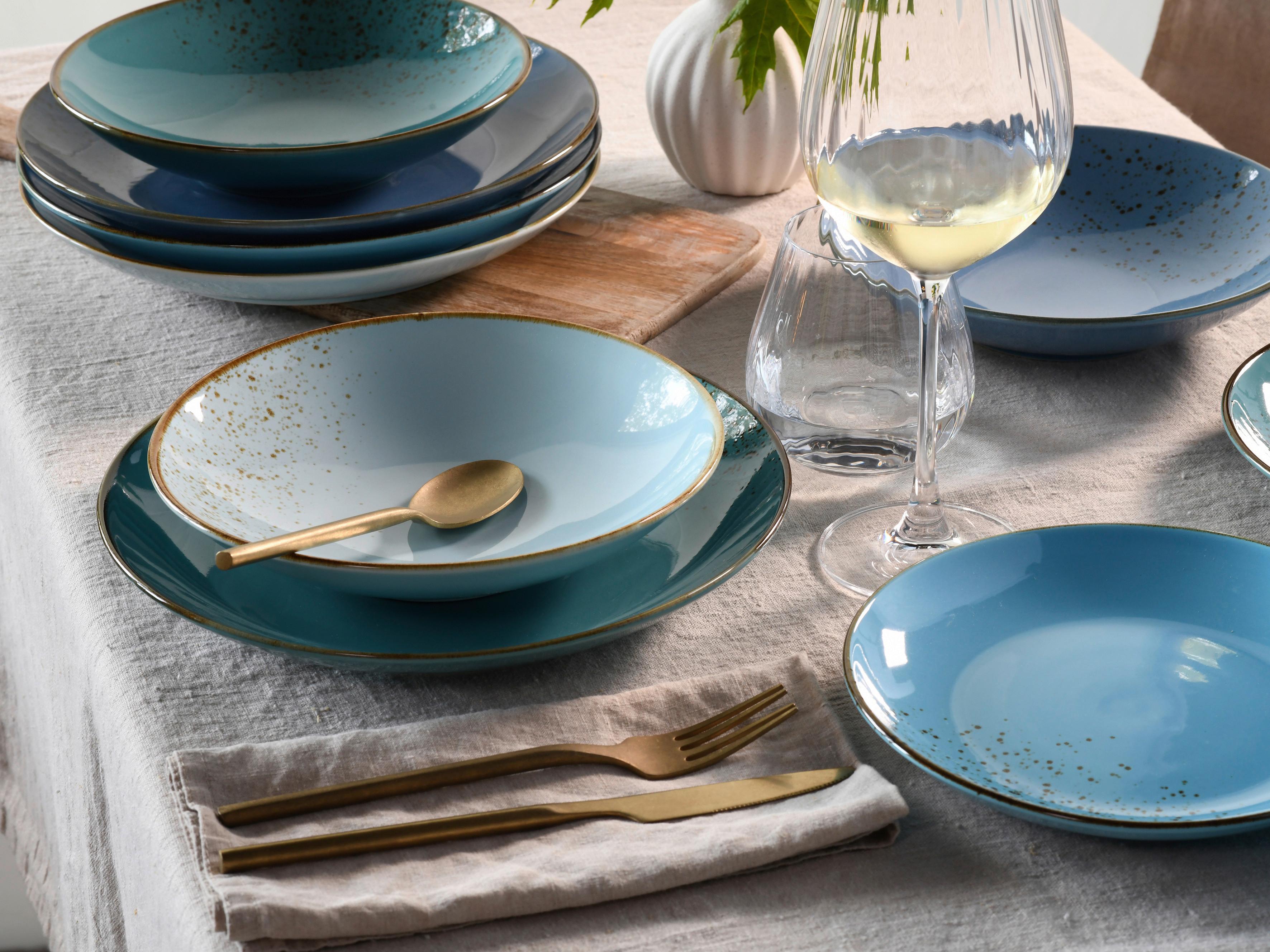 Sada hlbokých tanierov NATURE COLLECTION, 6-dielna - pastelová modrá, Trend, keramika (22cm) - Creatable