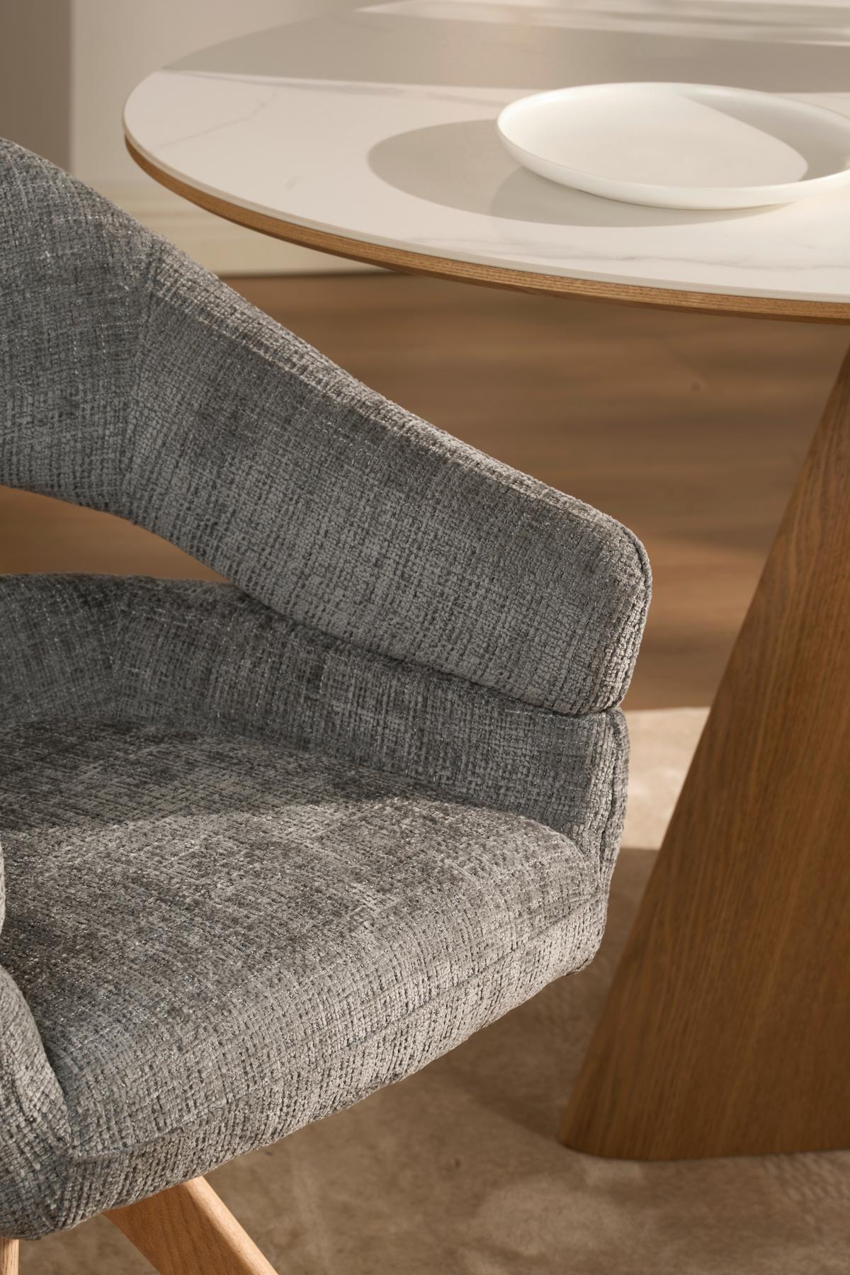 Armlehnstuhl Cleo Grau/Eichefarben B: 58 cm - Eichefarben/Grau, MODERN, Holz/Textil (58/85/62cm) - Livetastic