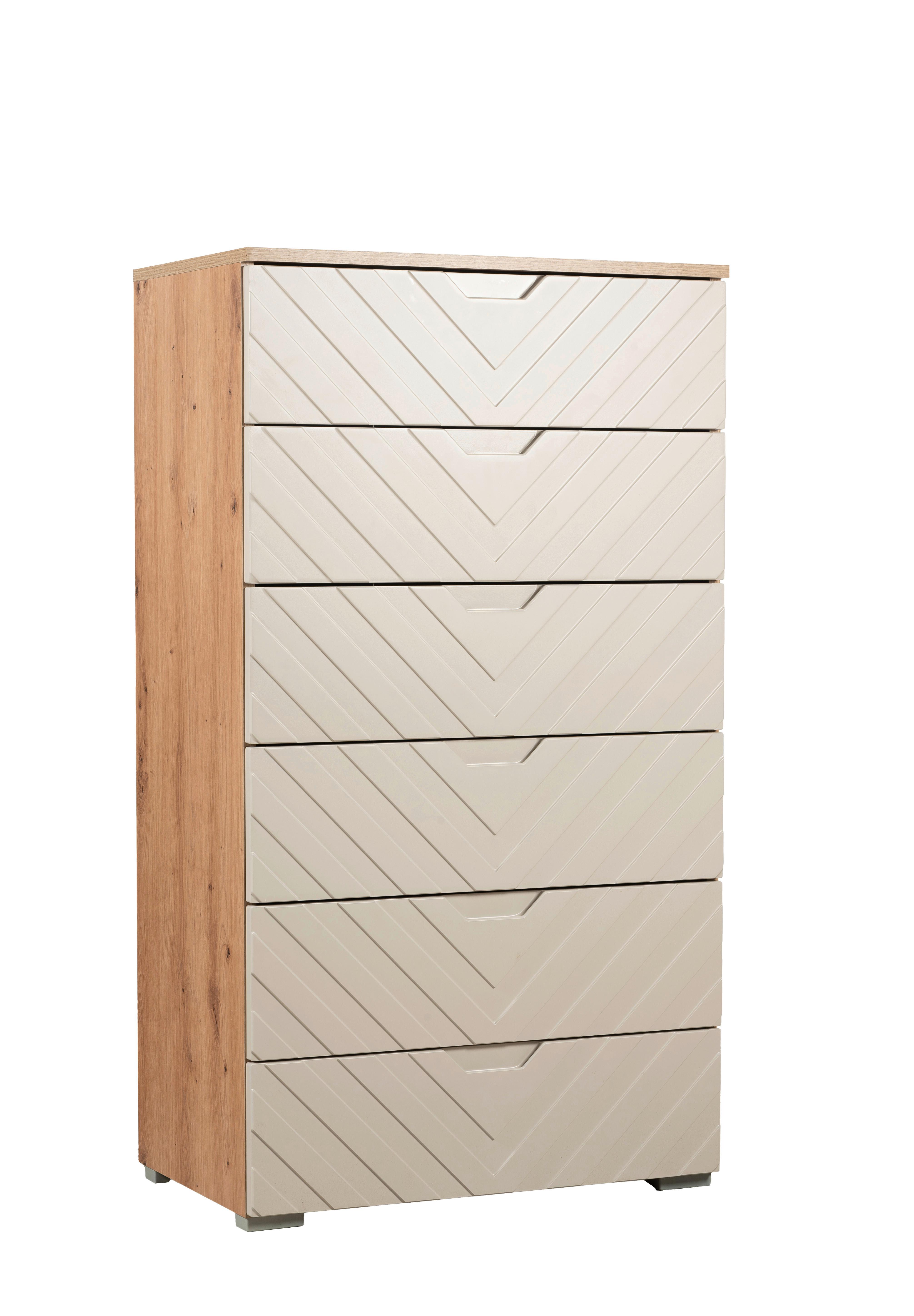 Komoda Sun, barva kašmírová, š: 65 cm - kašmírová/dub artisan, Moderní, kompozitní dřevo (65/117.6/40cm)