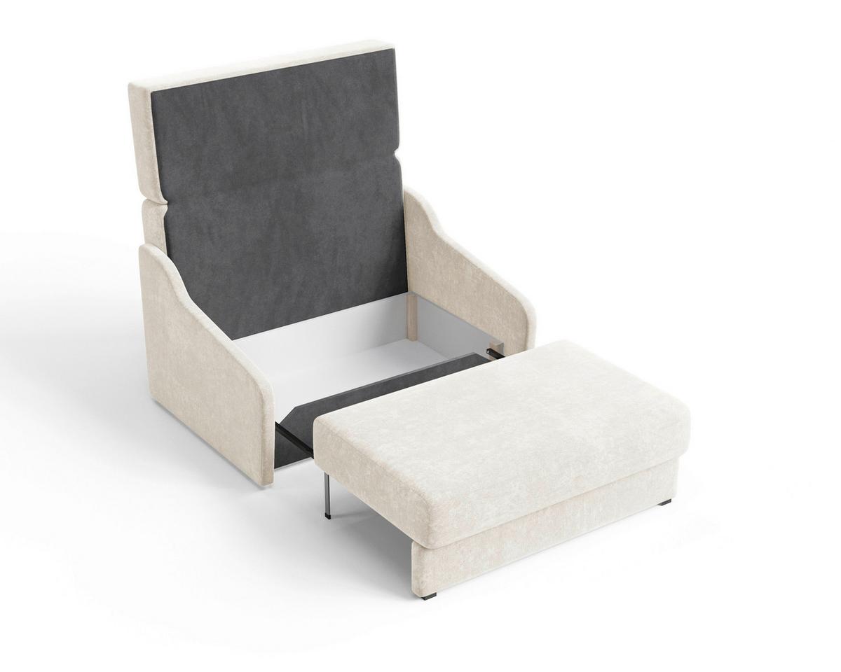 Schlafsofa Fly Creme, B: 136 cm - Creme/Schwarz, Design, Textil (136/86/113cm) - MID.YOU