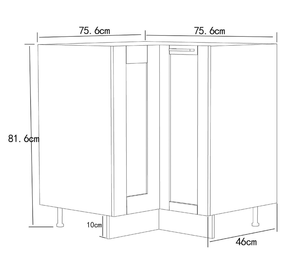 Küchenunterschrank Colura 76cm Weiß - Weiß, Trend, Holzwerkstoff/Kunststoff (76/82/76cm) - MID.YOU