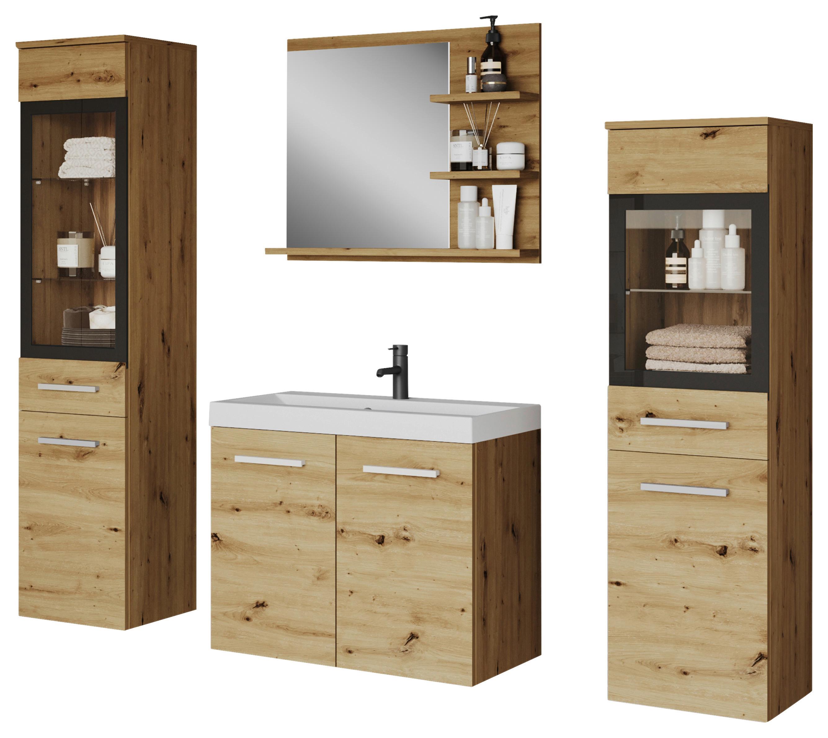 Kúpeľňa 5-dielan MADRIT dekor dub Artisan - biela/dub artisan, Lifestyle, kompozitné drevo/plast (120cm) - P & B