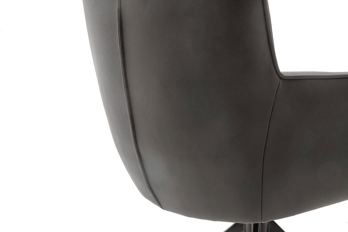 Armlehnstuhl Limone 2 Leder Anthrazit 360° drehbar - Anthrazit/Schwarz, KONVENTIONELL, Leder/Metall (61/88/63cm)