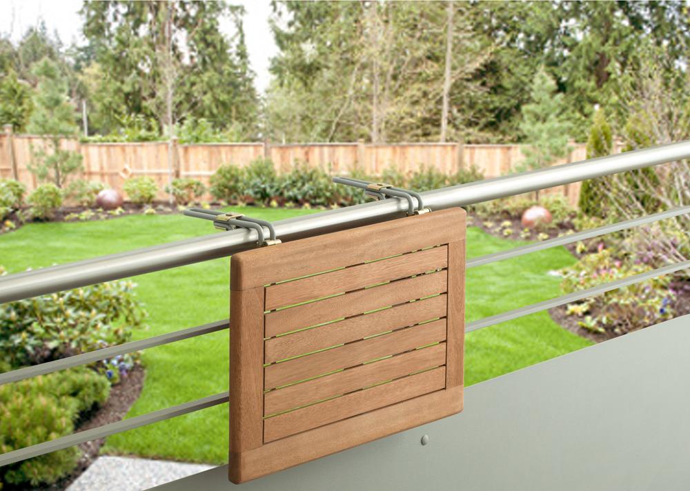Balkonhängetisch Holz/Metall L: 60 cm - Naturfarben, KONVENTIONELL, Holz/Metall (60/40/1cm) - Gardenson