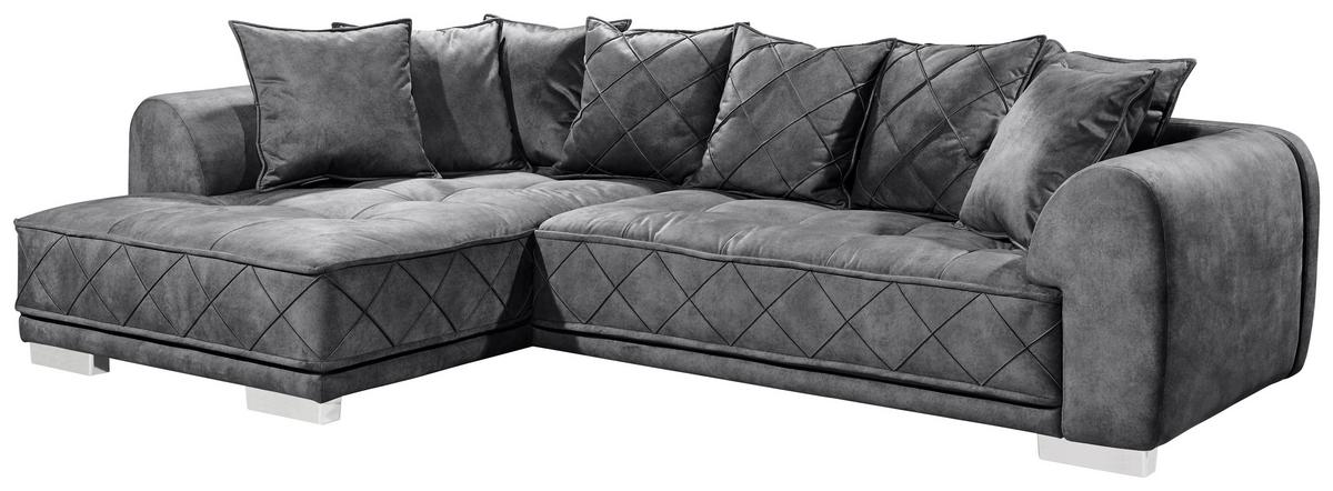 Sedací souprava ve tvaru L SENTINA antracitová - barvy stříbra/antracitová, Basics, kompozitní dřevo/textil (319/194cm) - MID.YOU