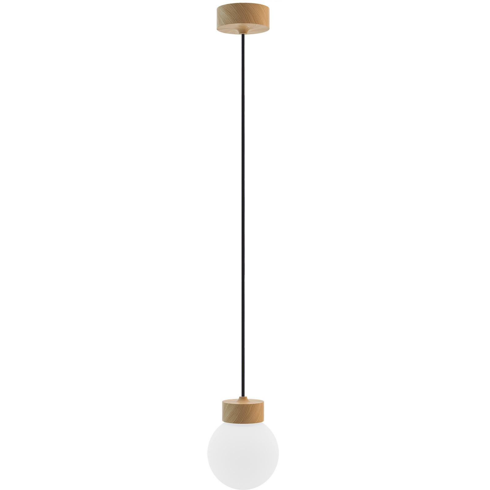 Hängeleuchte 8570145 Barrel-Orb 1 - Eiche - Eichefarben/Weiß, Design, Glas/Holz (13,5/150cm)